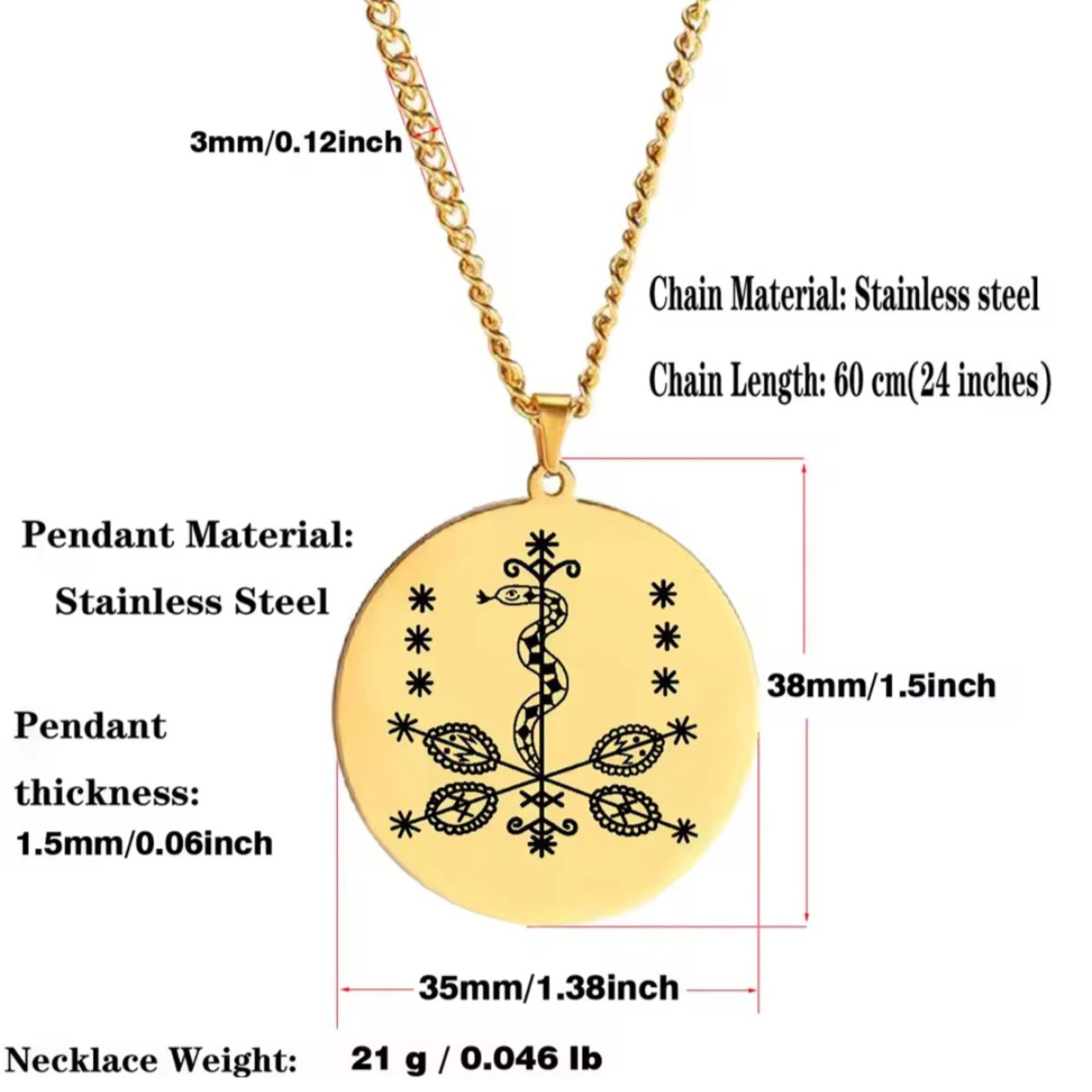 Ti Jean Petro Pendant Necklace 38mm
