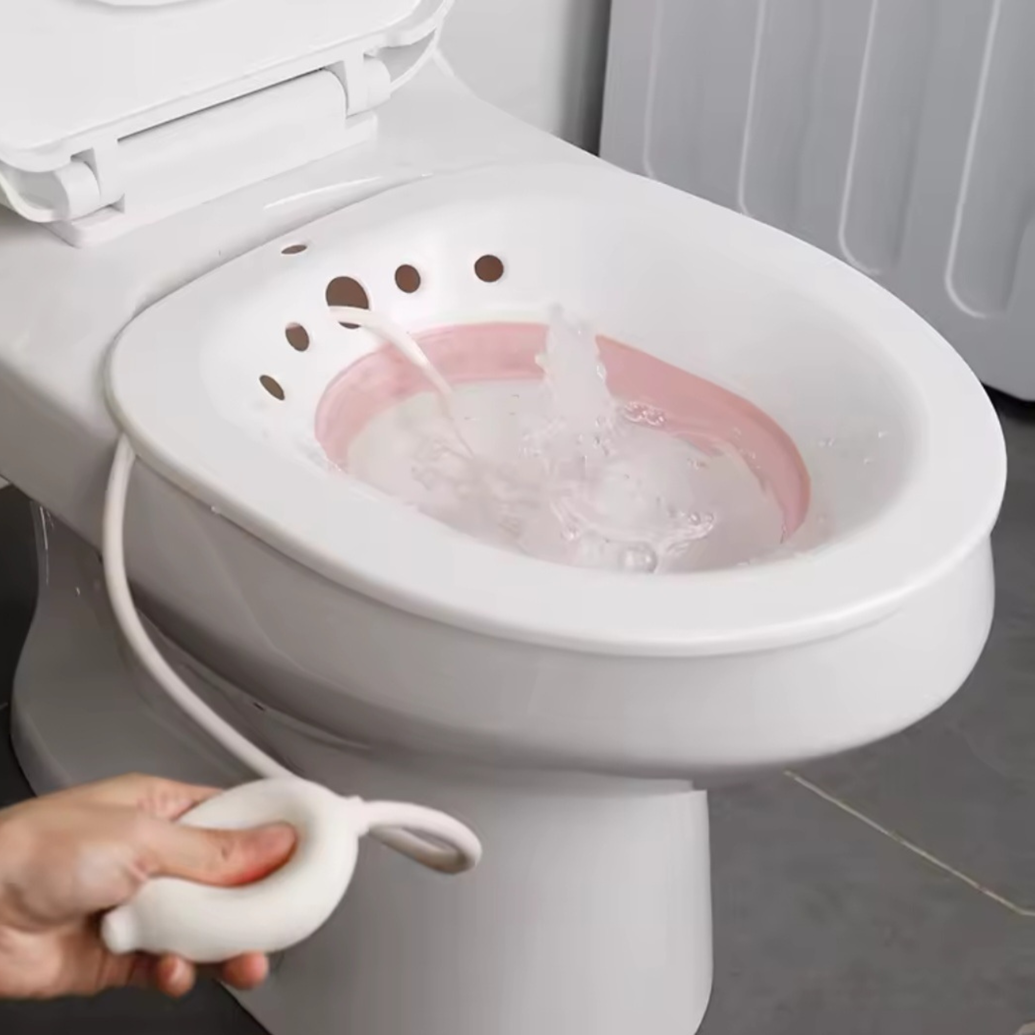 Folding Pink Sitz Bath for Toilet