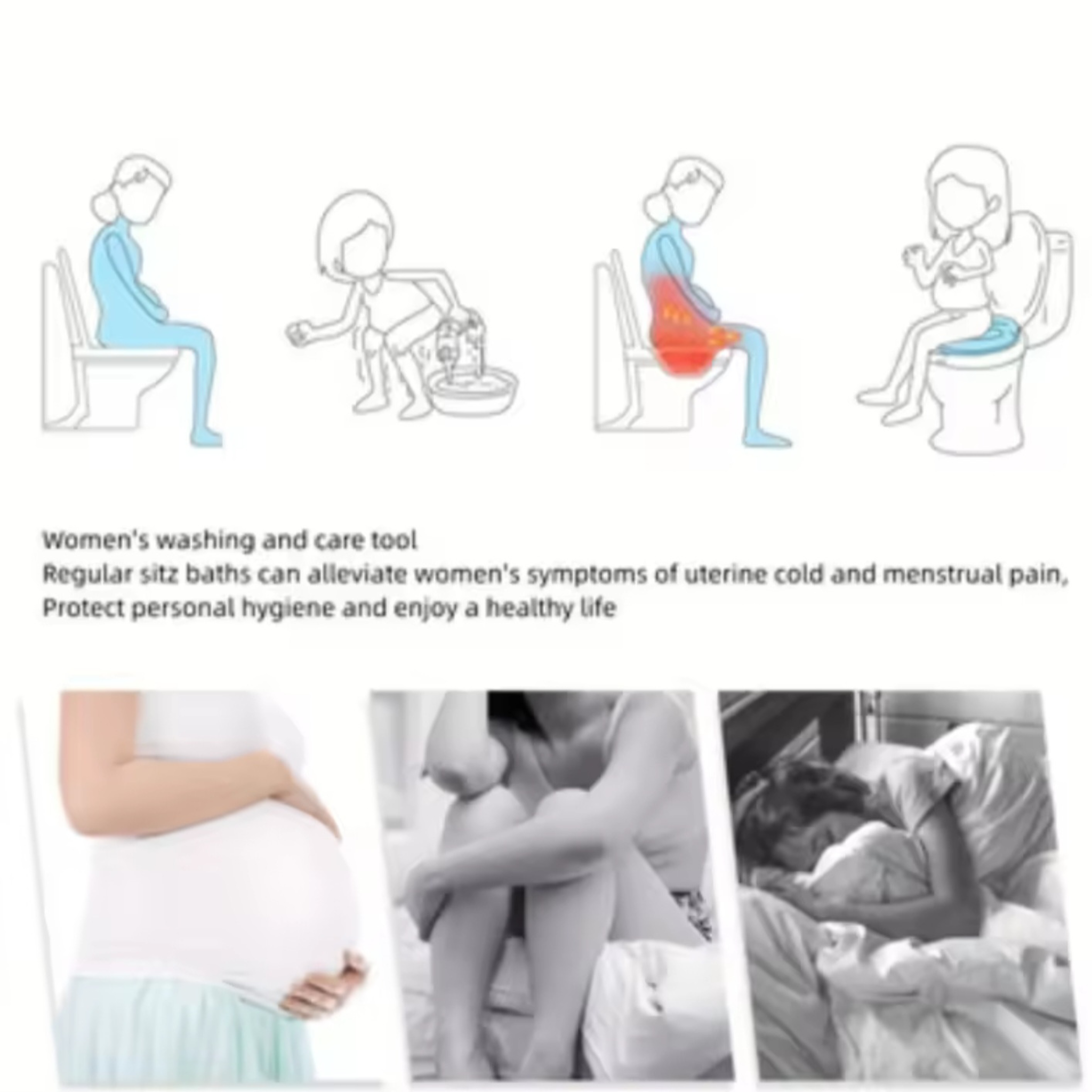 Folding Pink Sitz Bath for Toilet