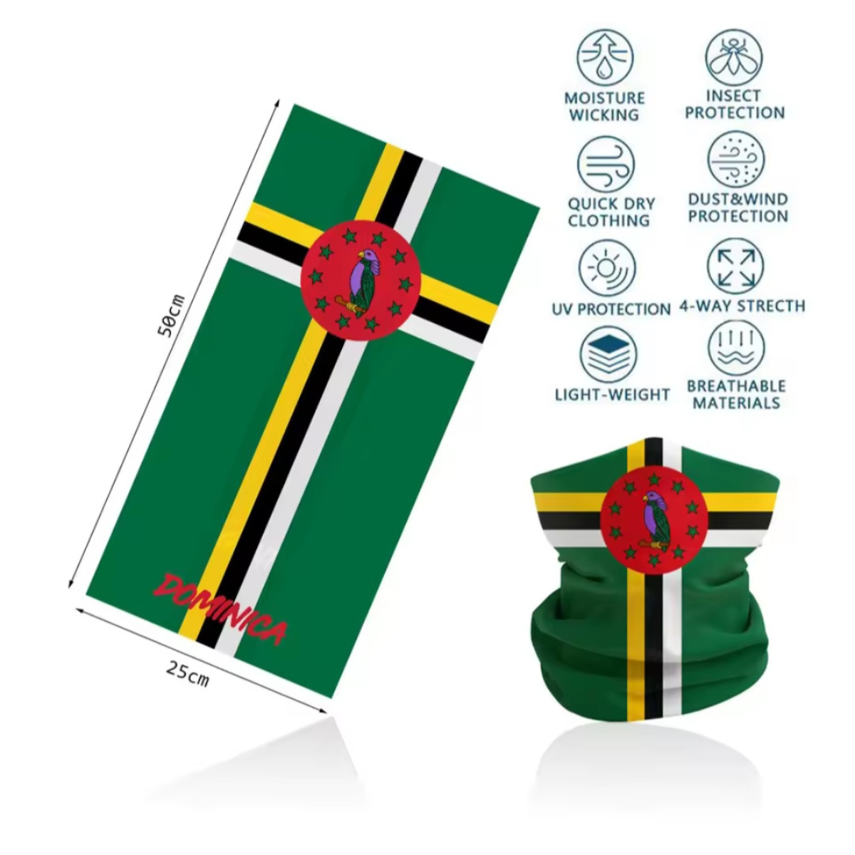Dominica Flag Neck Gaiter Bandana