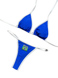 Brazilian G-String Thong Bikini Swimsuit Blue & White
