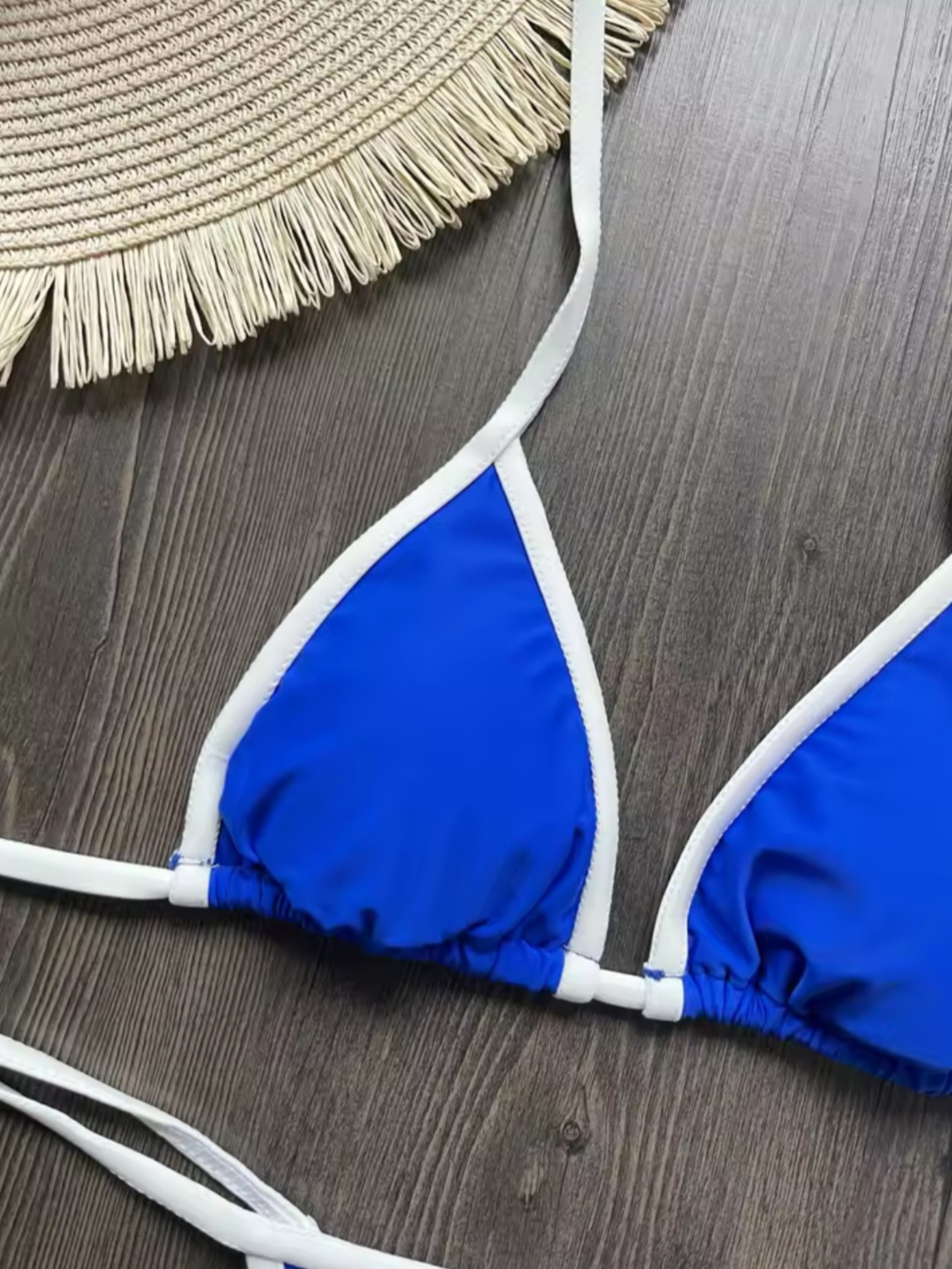 Brazilian G-String Thong Bikini Swimsuit Blue & White