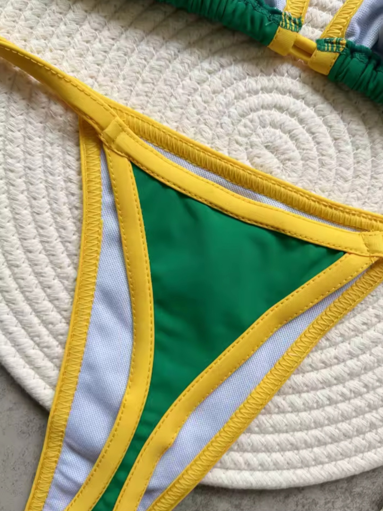 Brazilian G-String Thong Bikini Swimsuit Green & Yellow
