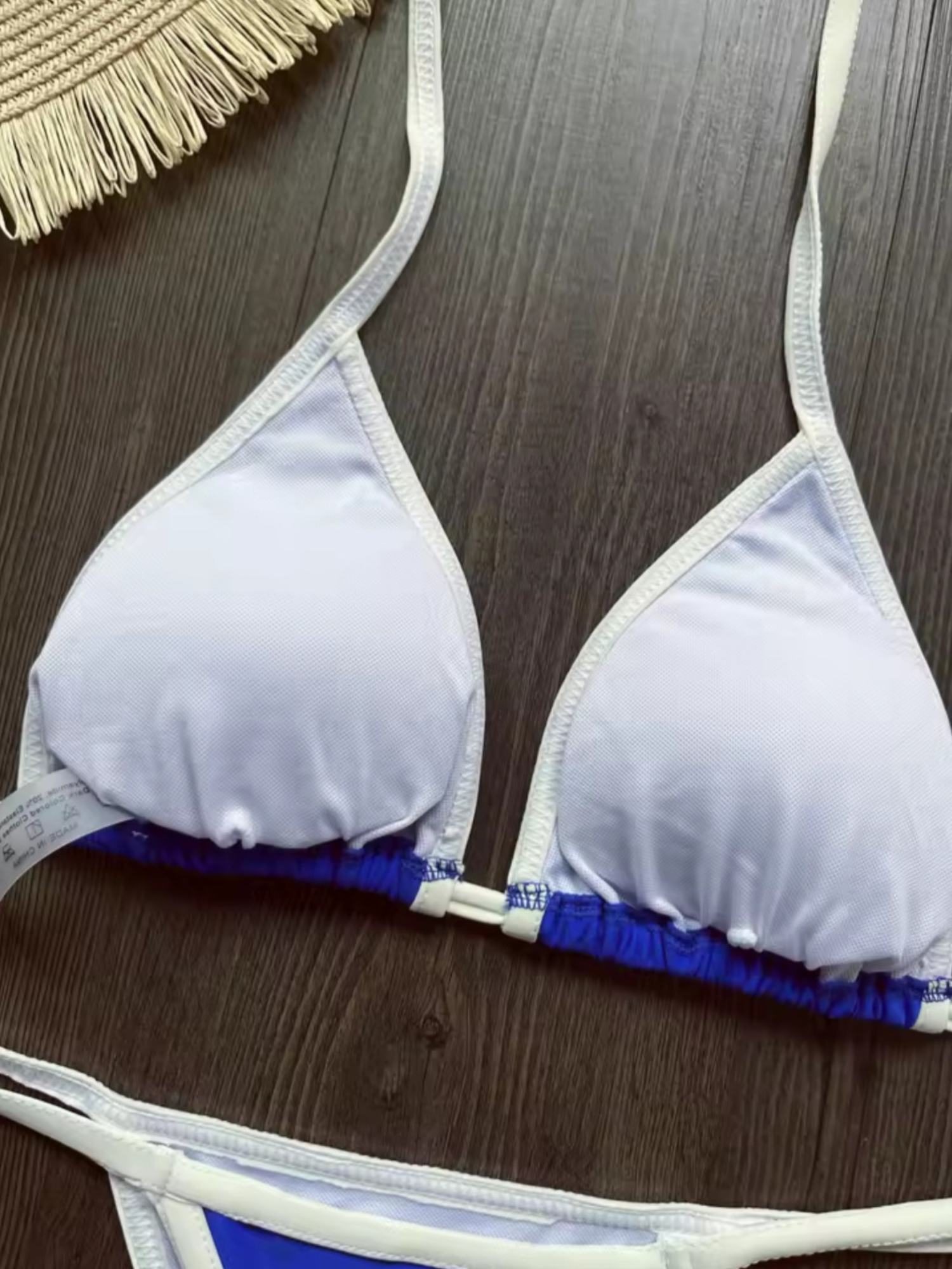 Brazilian G-String Thong Bikini Swimsuit Blue & White