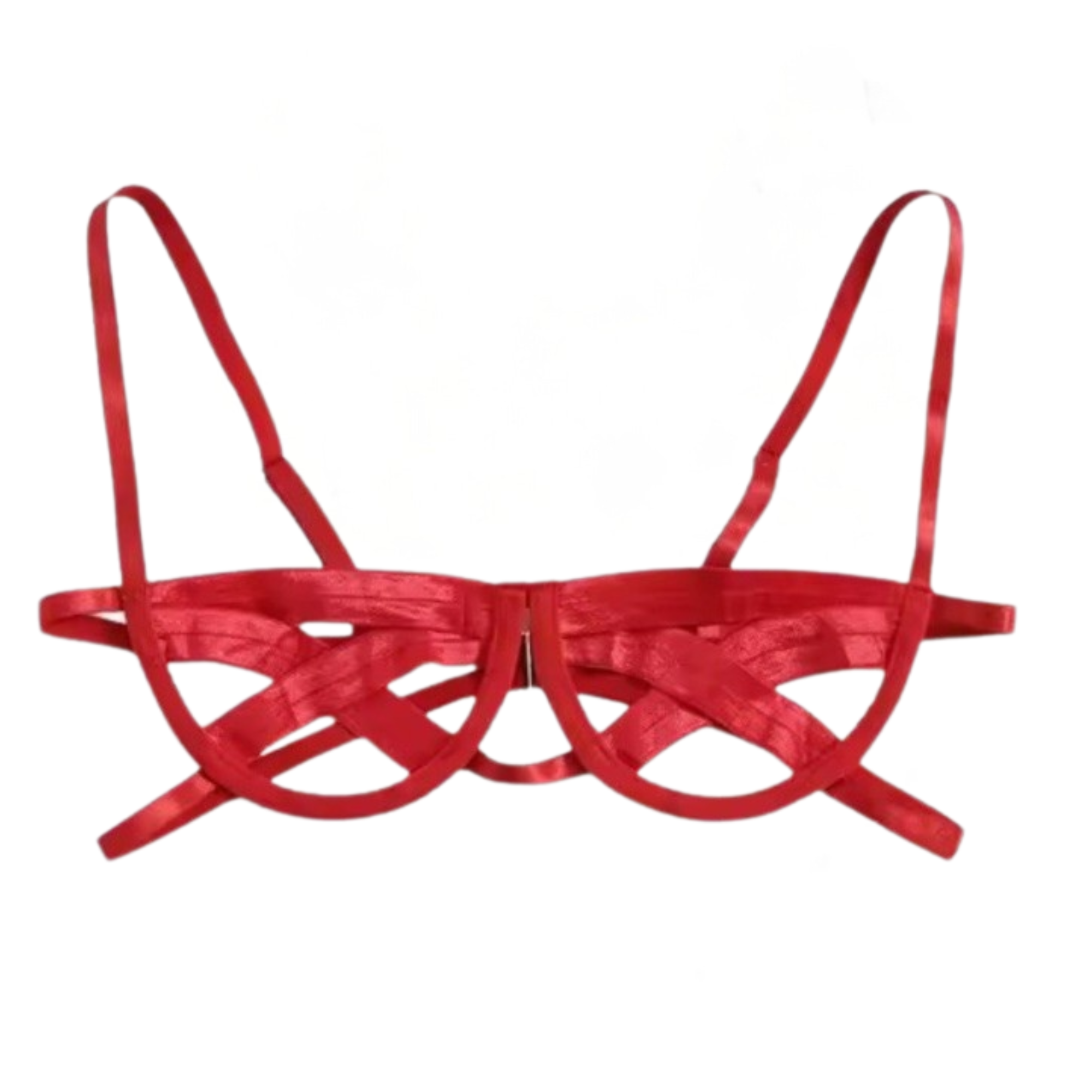 Red bralette with thin straps on a white background