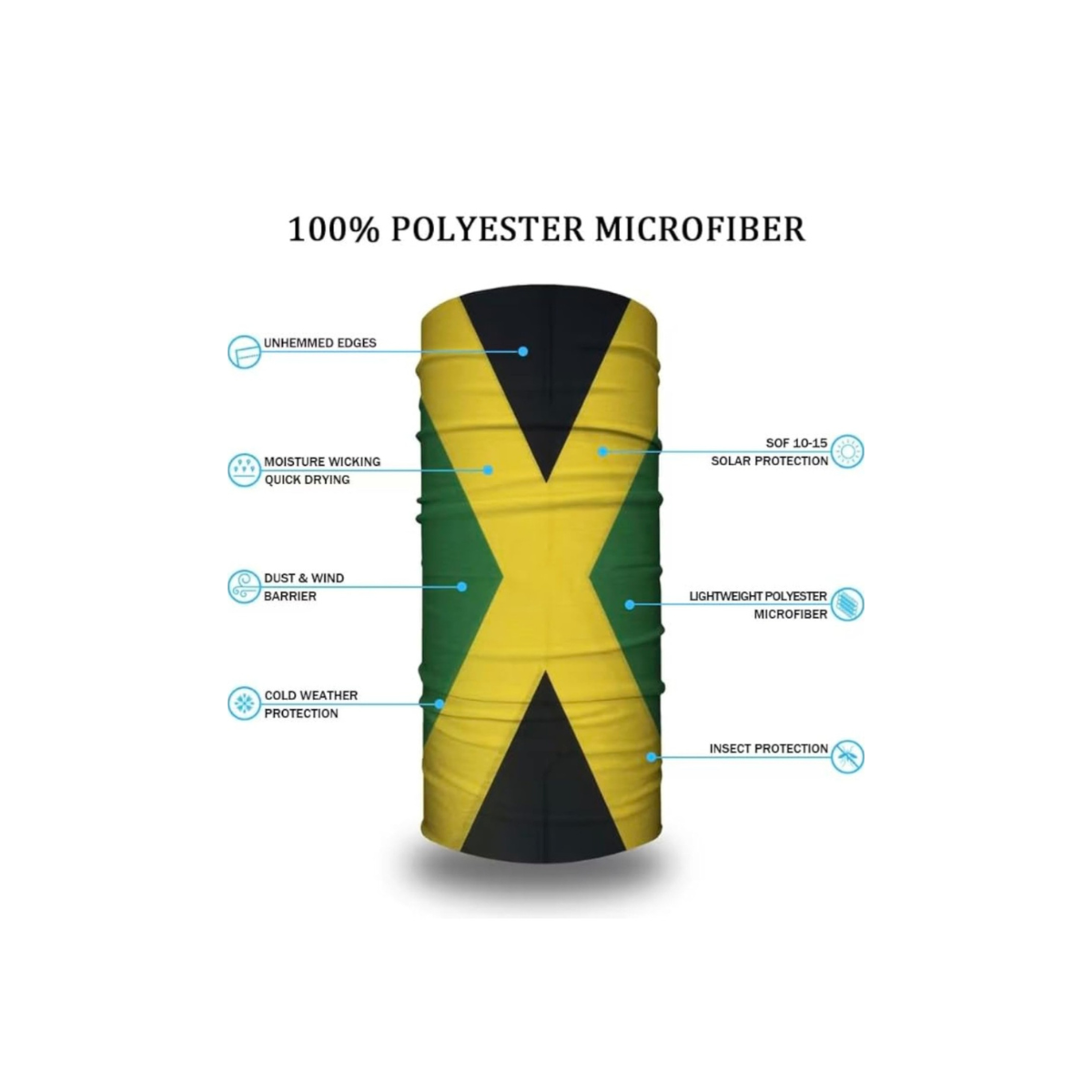 Jamaica Flag Neck Gaiter Bandana