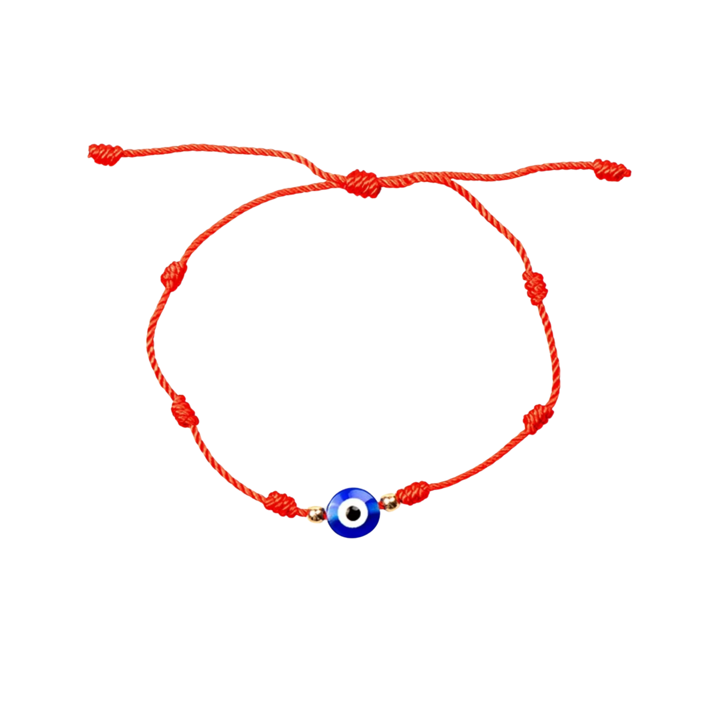 Blue Evil Eye 7 Knot Red String Adjustable Bracelet -  Unisex - Good Luck Bracelet - Protection Bracelet