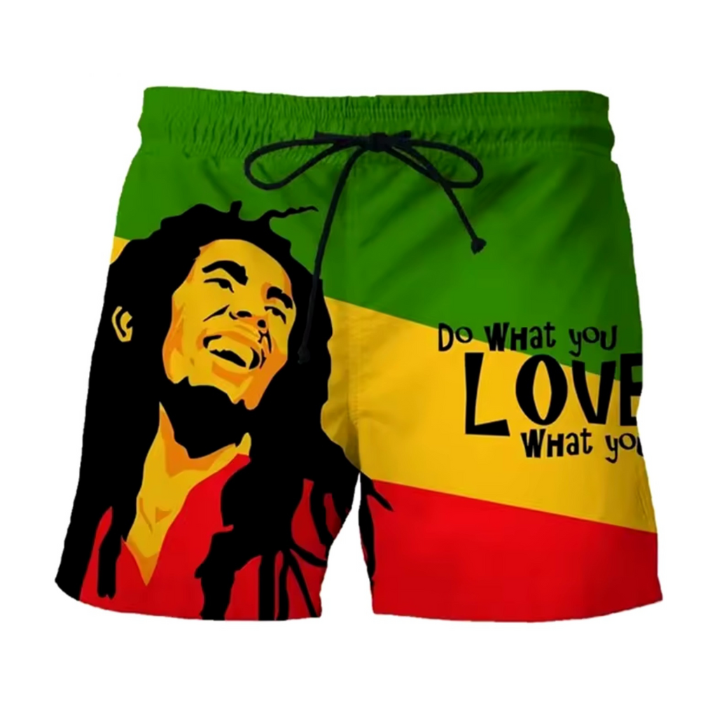 3D Bob Marley Do What You Love Printed Board Shorts