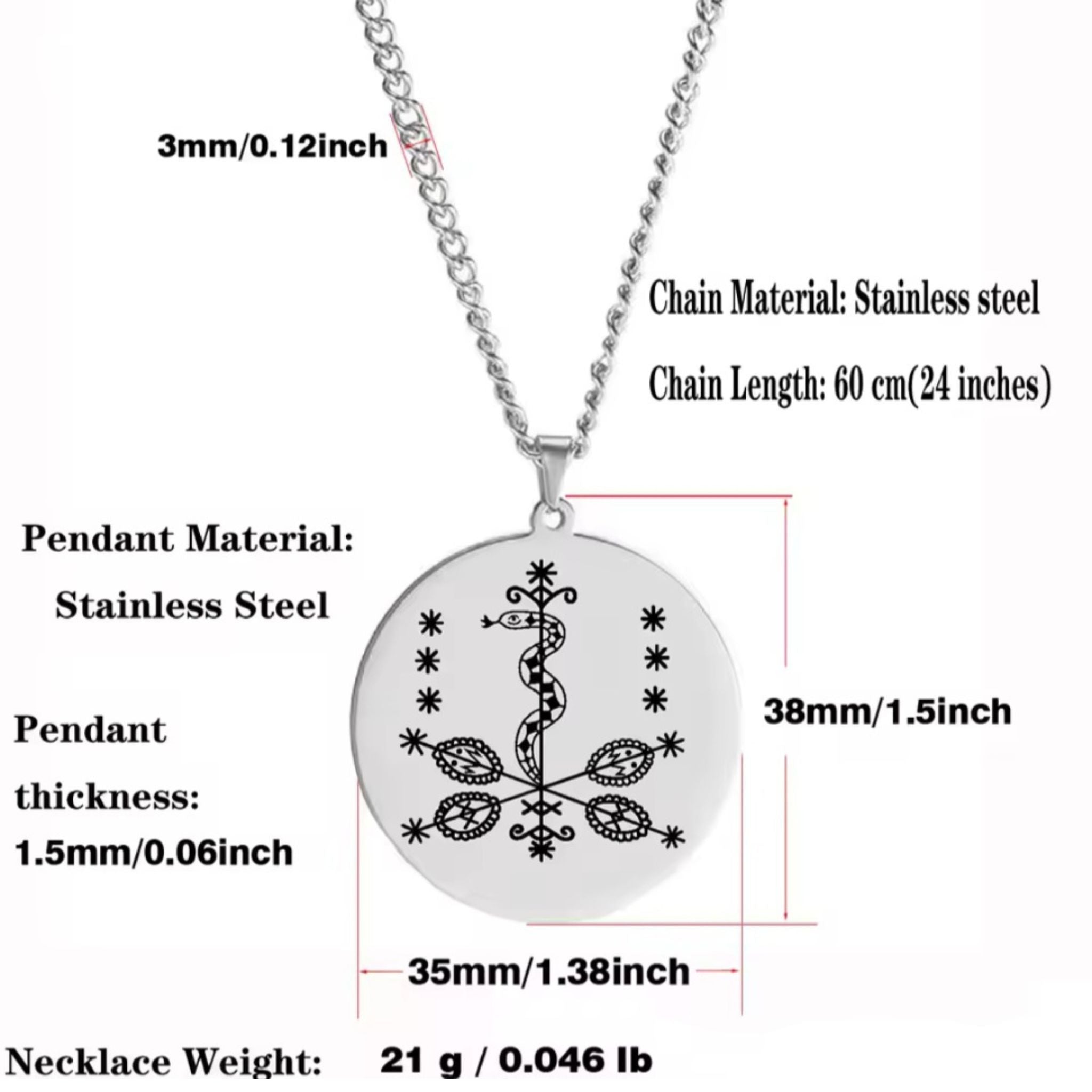 Ti Jean Petro Pendant Necklace 38mm