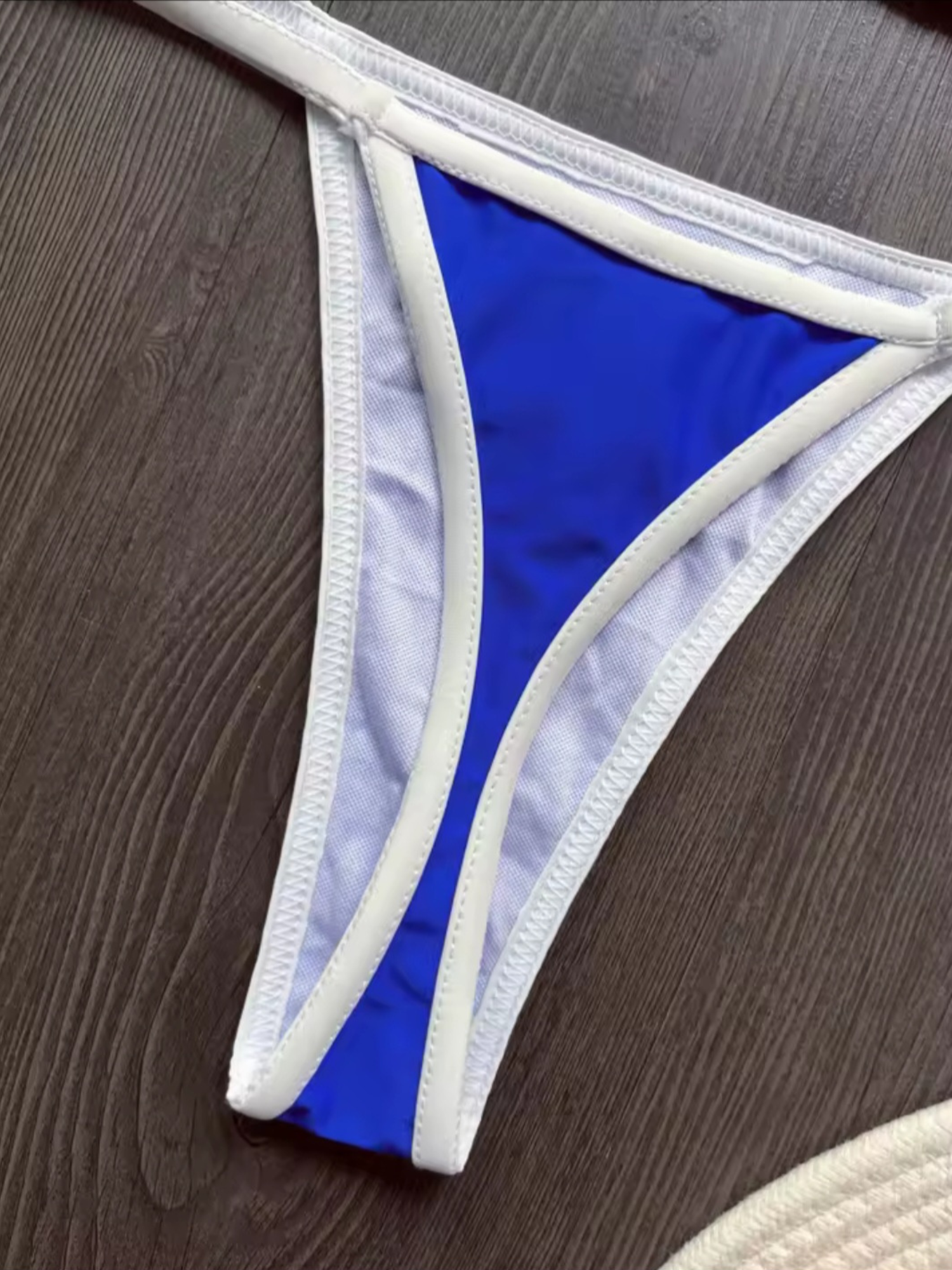 Brazilian G-String Thong Bikini Swimsuit Blue & White