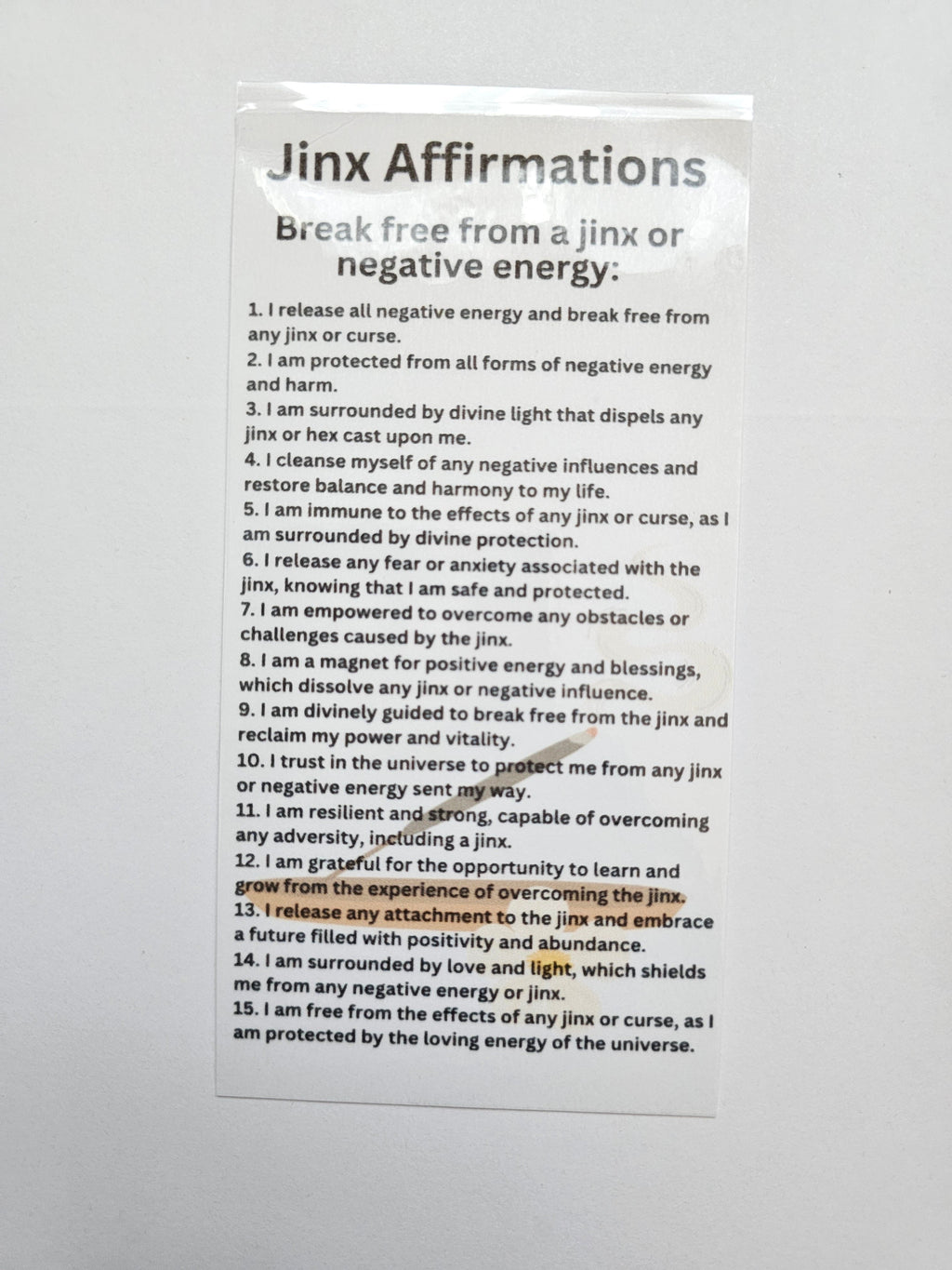 Jinx Remover Affirmation Card