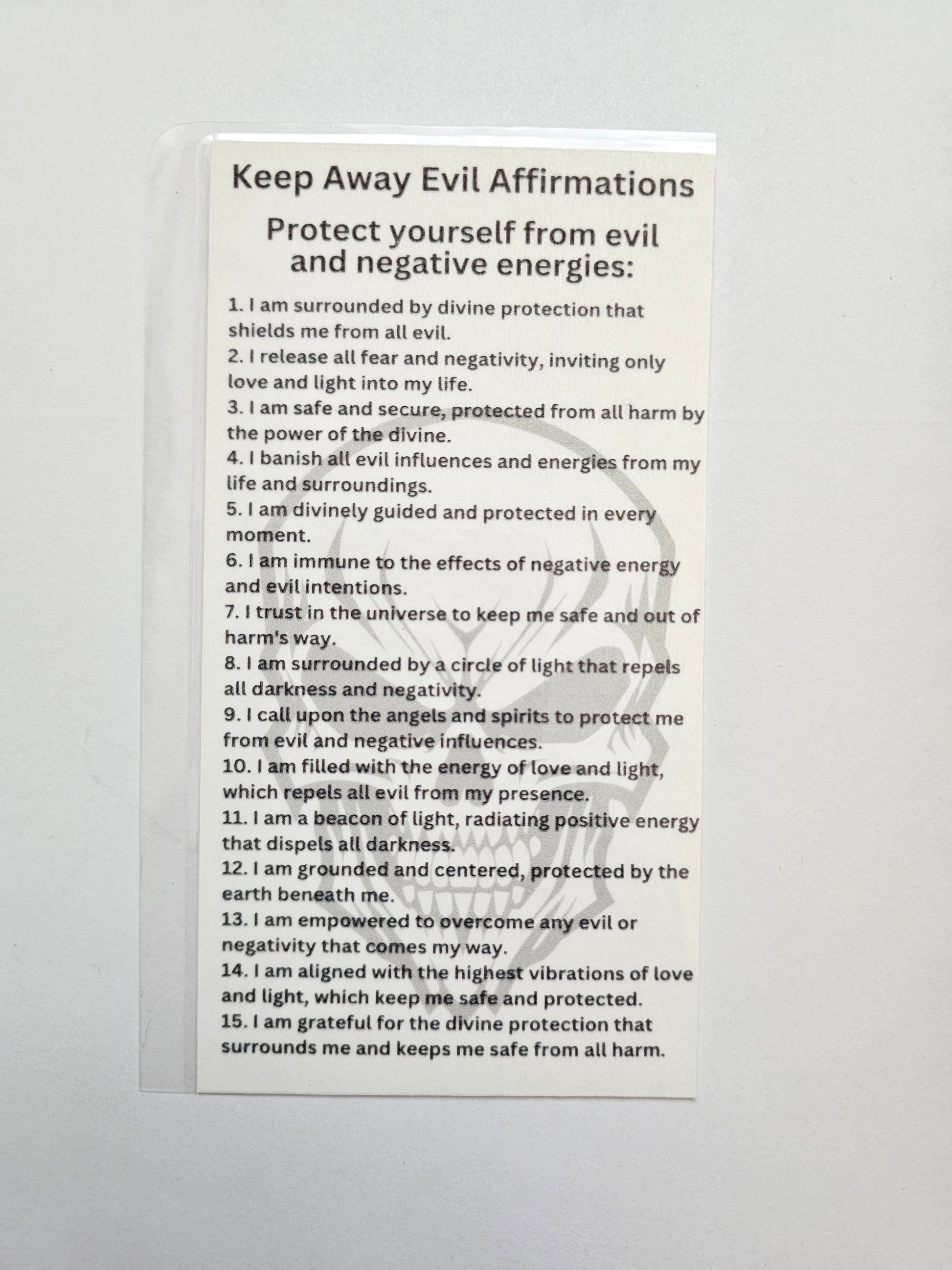 Keep Away Evil Affirmation Card