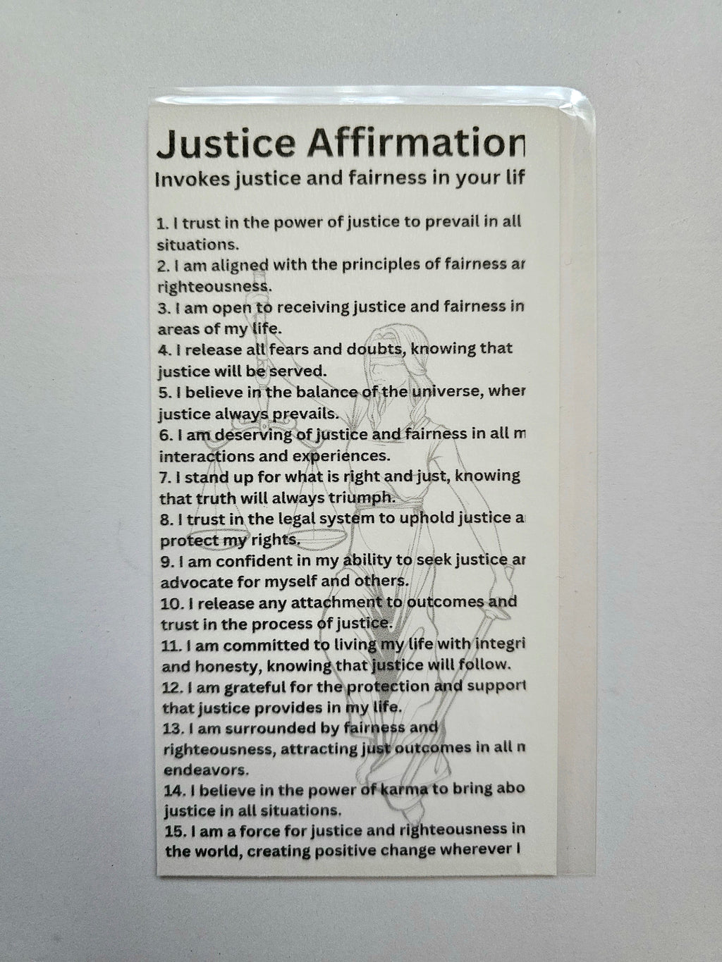 Justice Affirmation Card