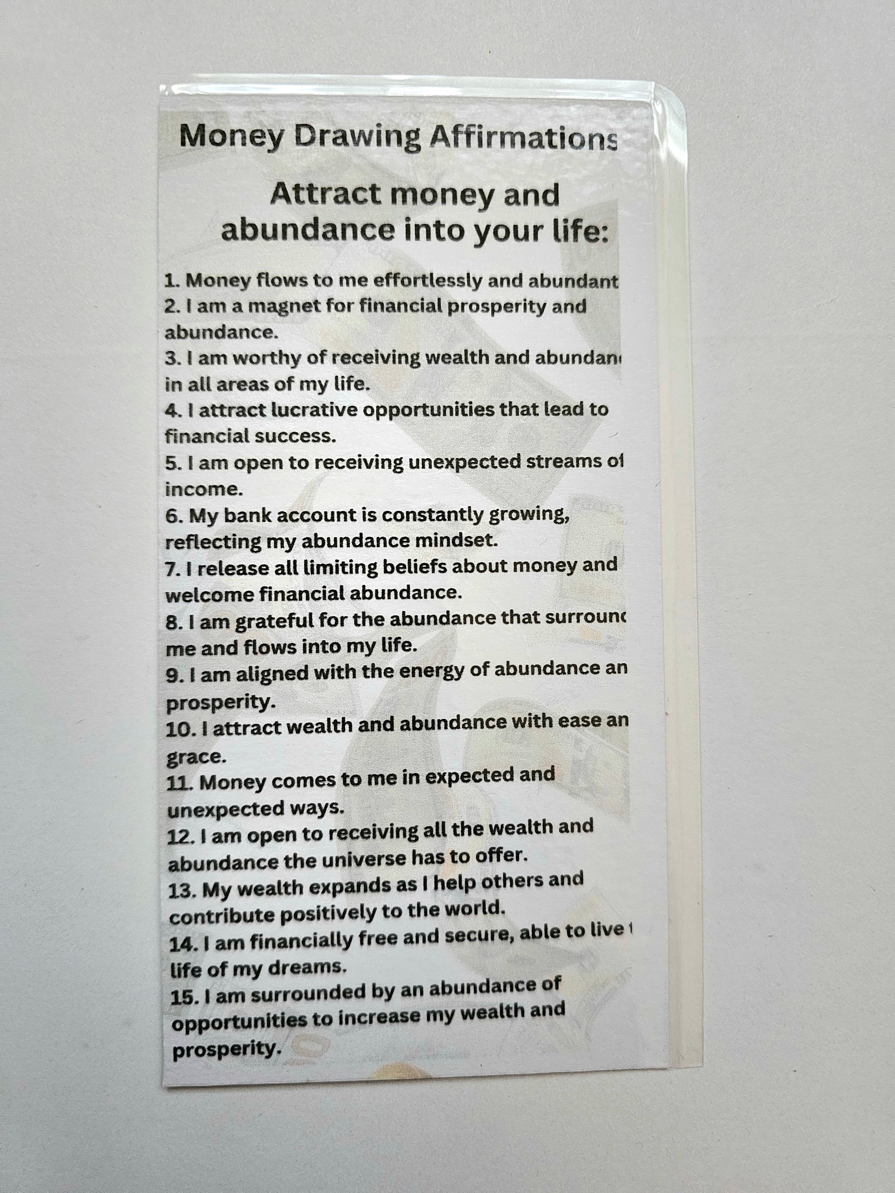 Money Drawing Affirmation Card