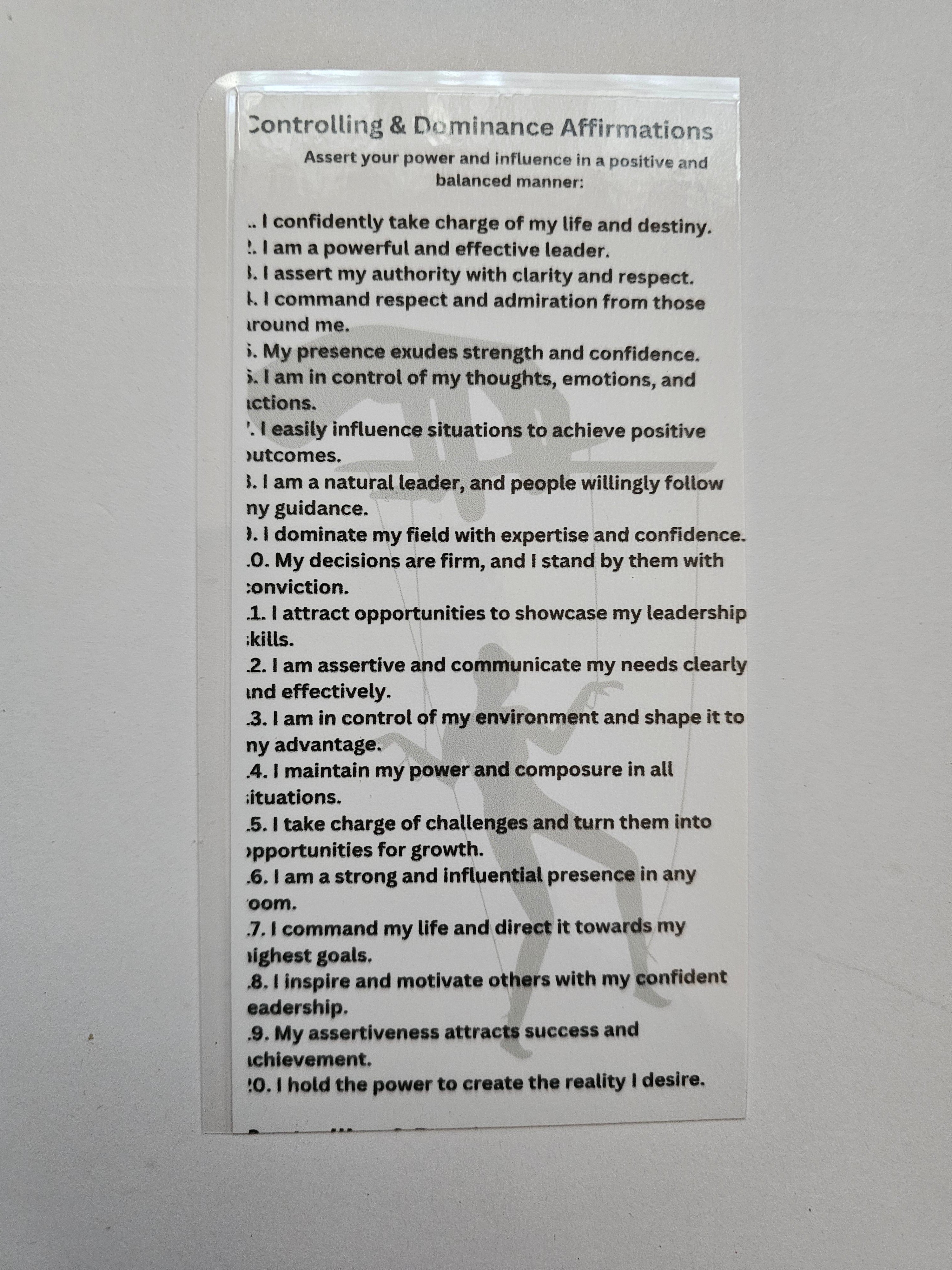 Controlling & Dominance Affirmation Card