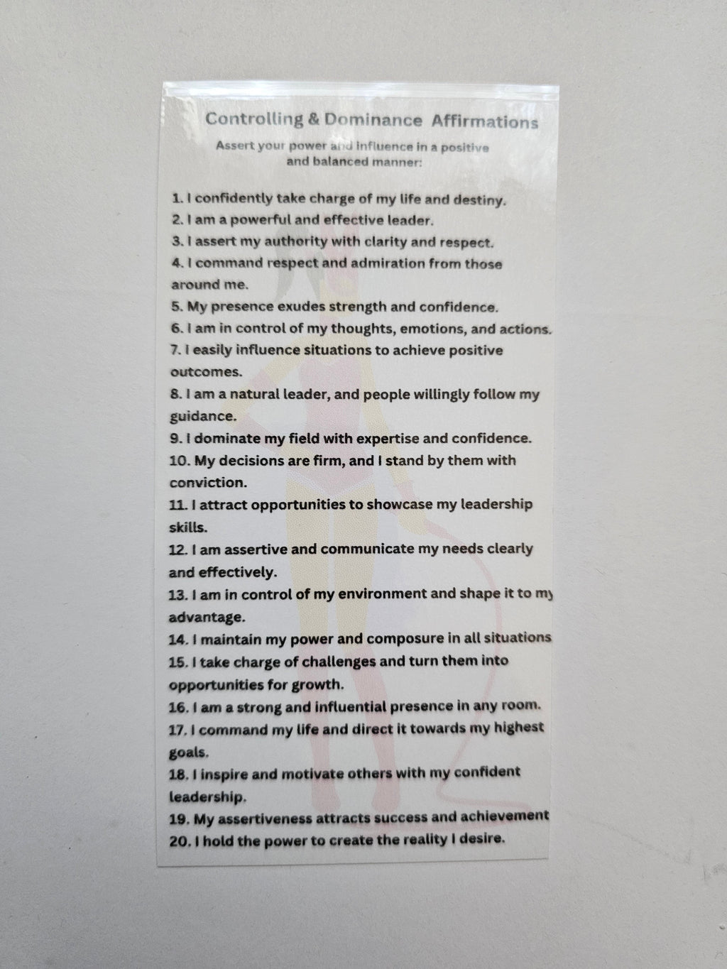 Controlling & Dominance Affirmation Card