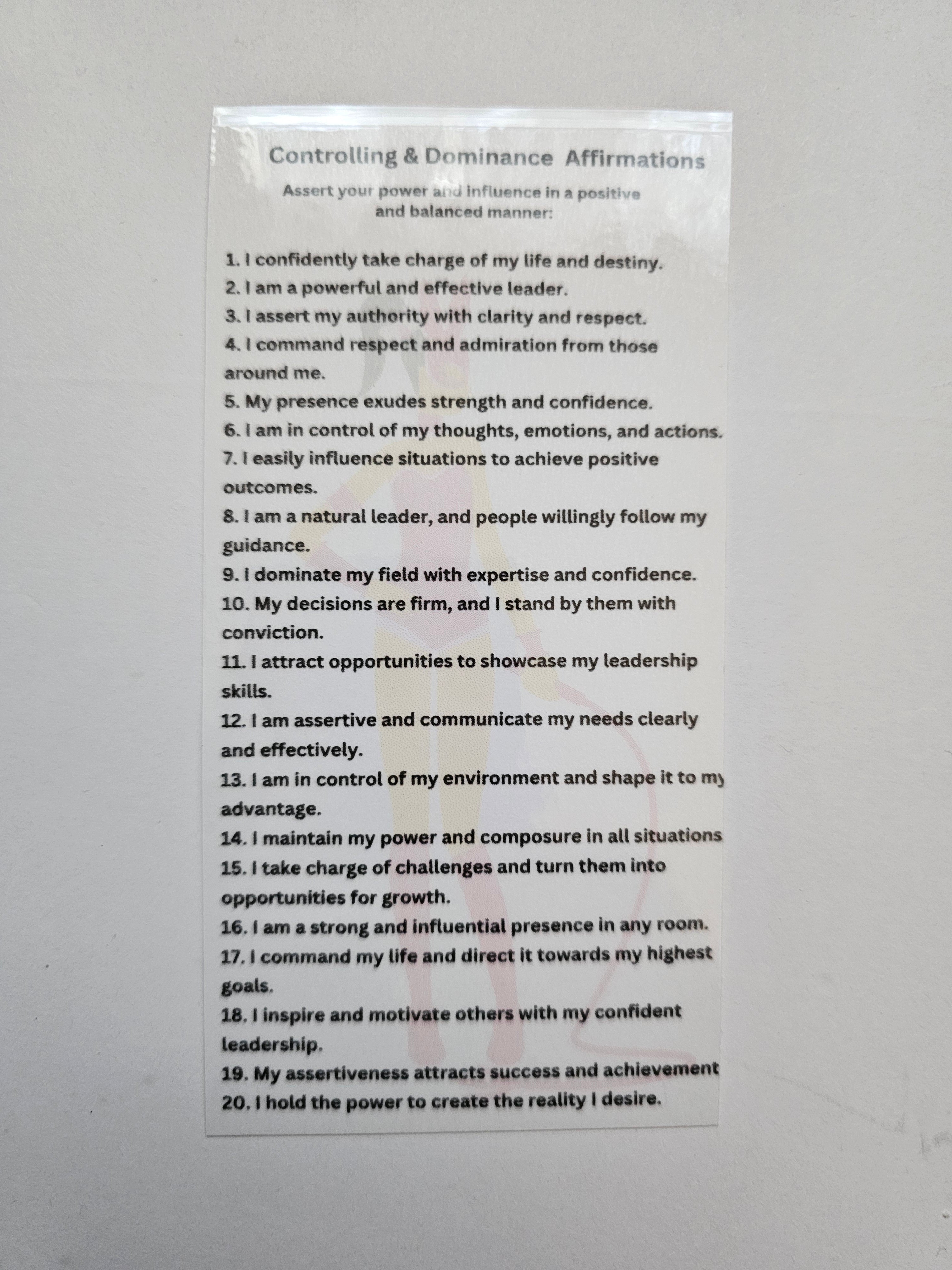 Controlling & Dominance Affirmation Card
