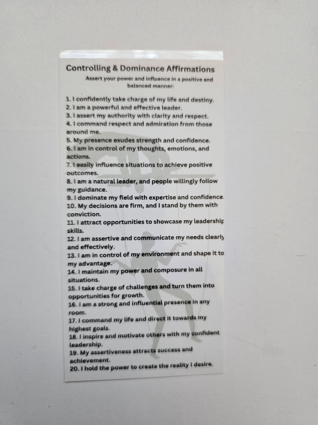 Controlling & Dominance Affirmation Card