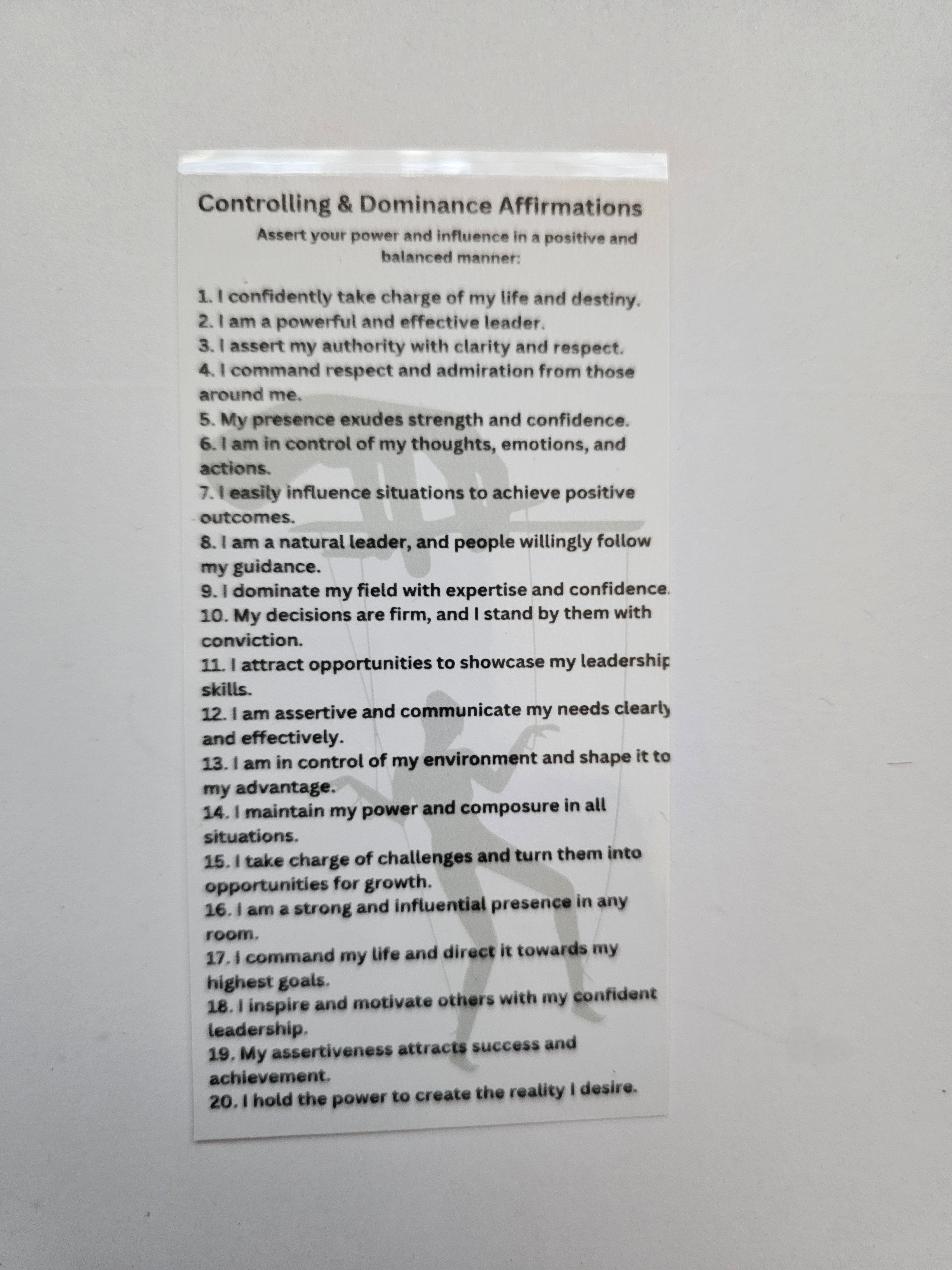 Controlling & Dominance Affirmation Card