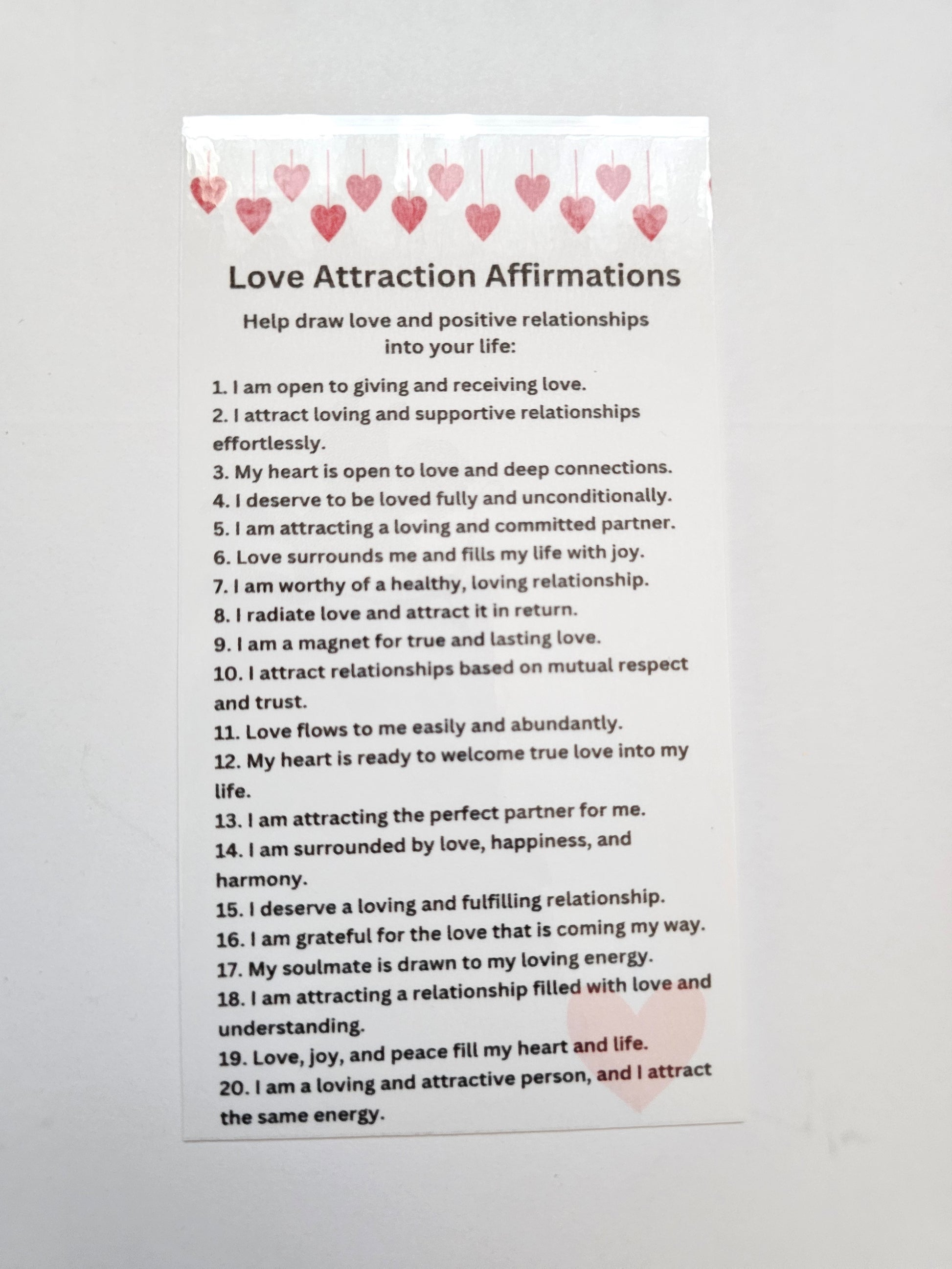 Love Attraction Affirmation Card