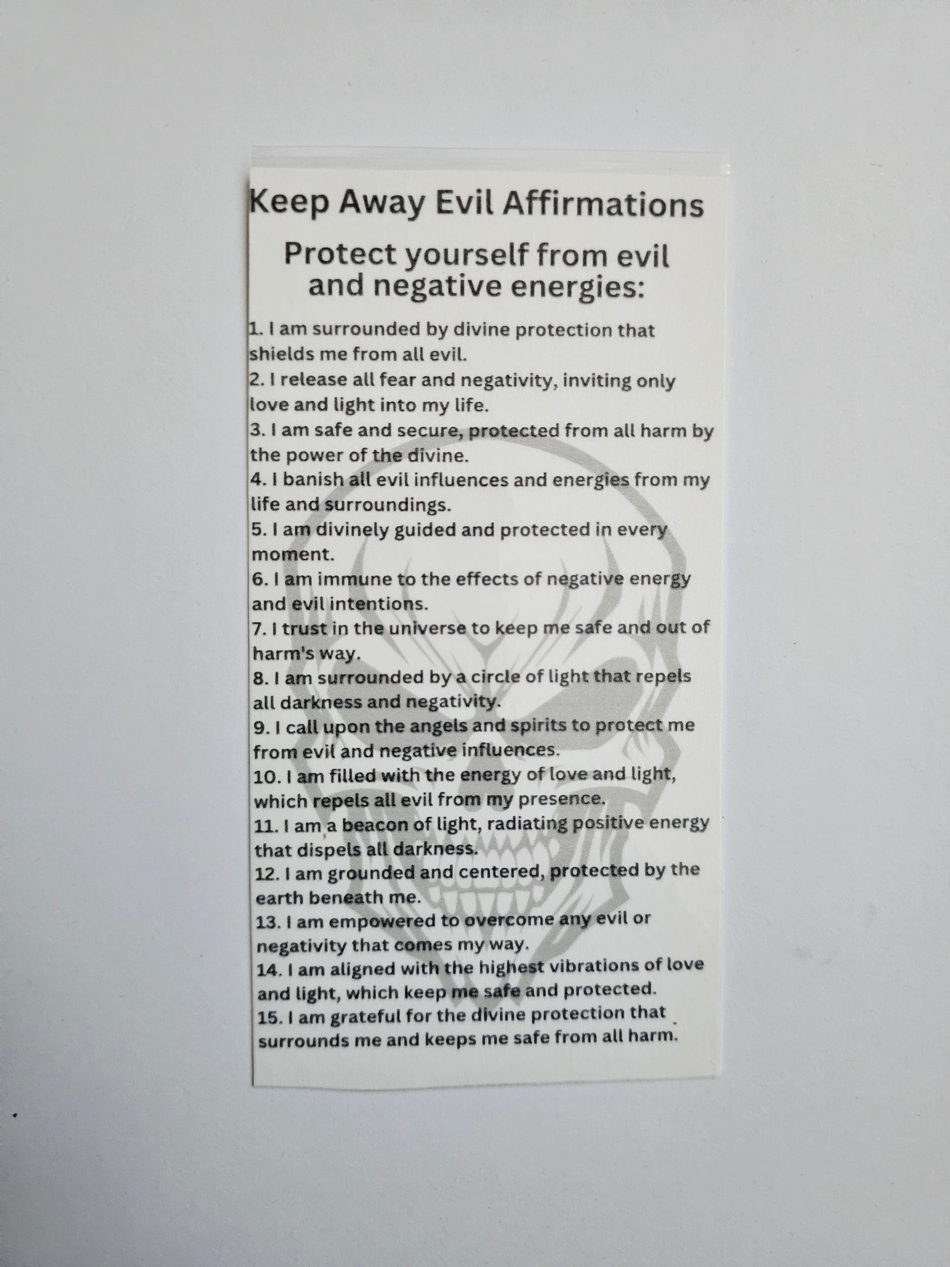 Keep Away Evil Affirmation Card