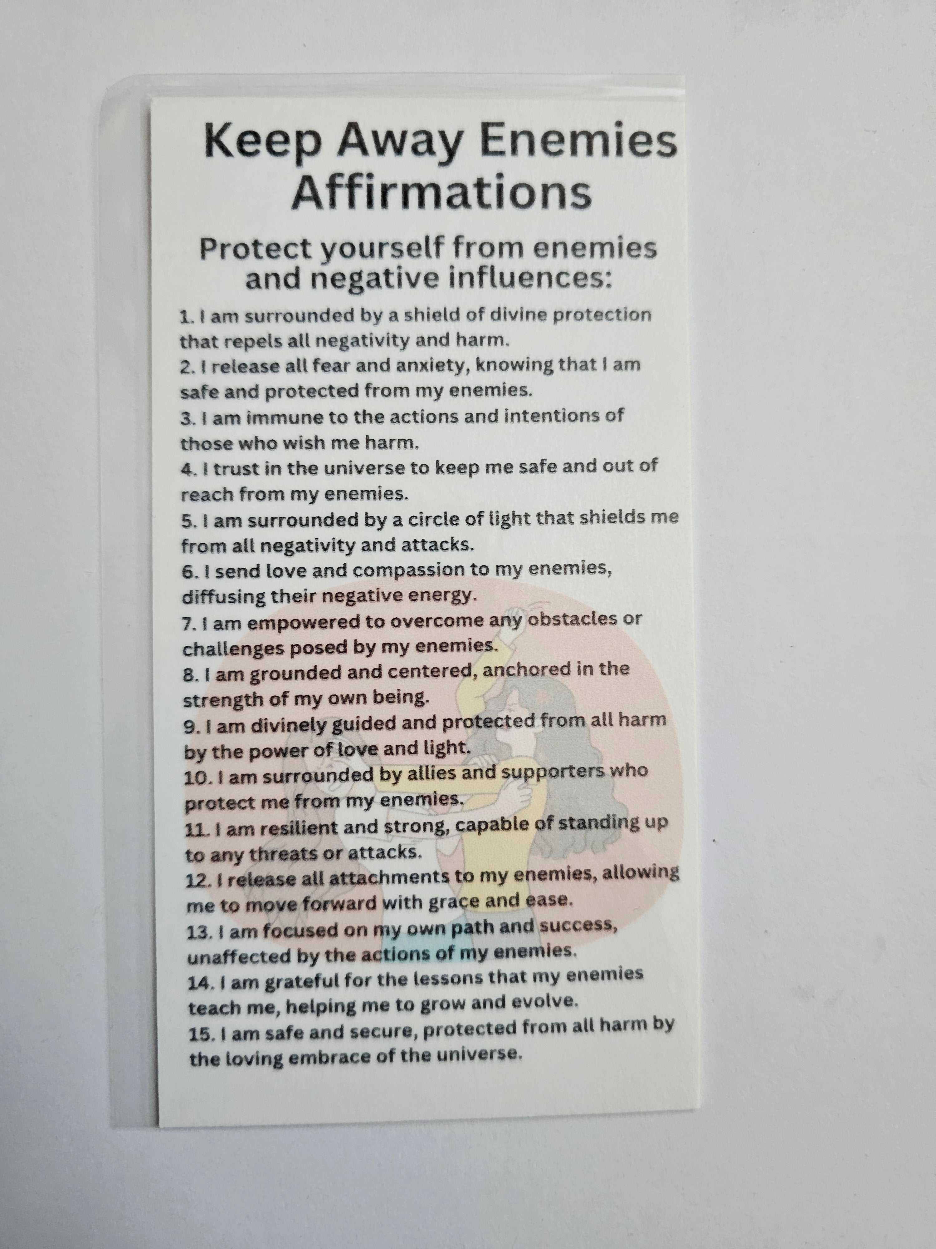 Keep Away Enemies Affirmation Card