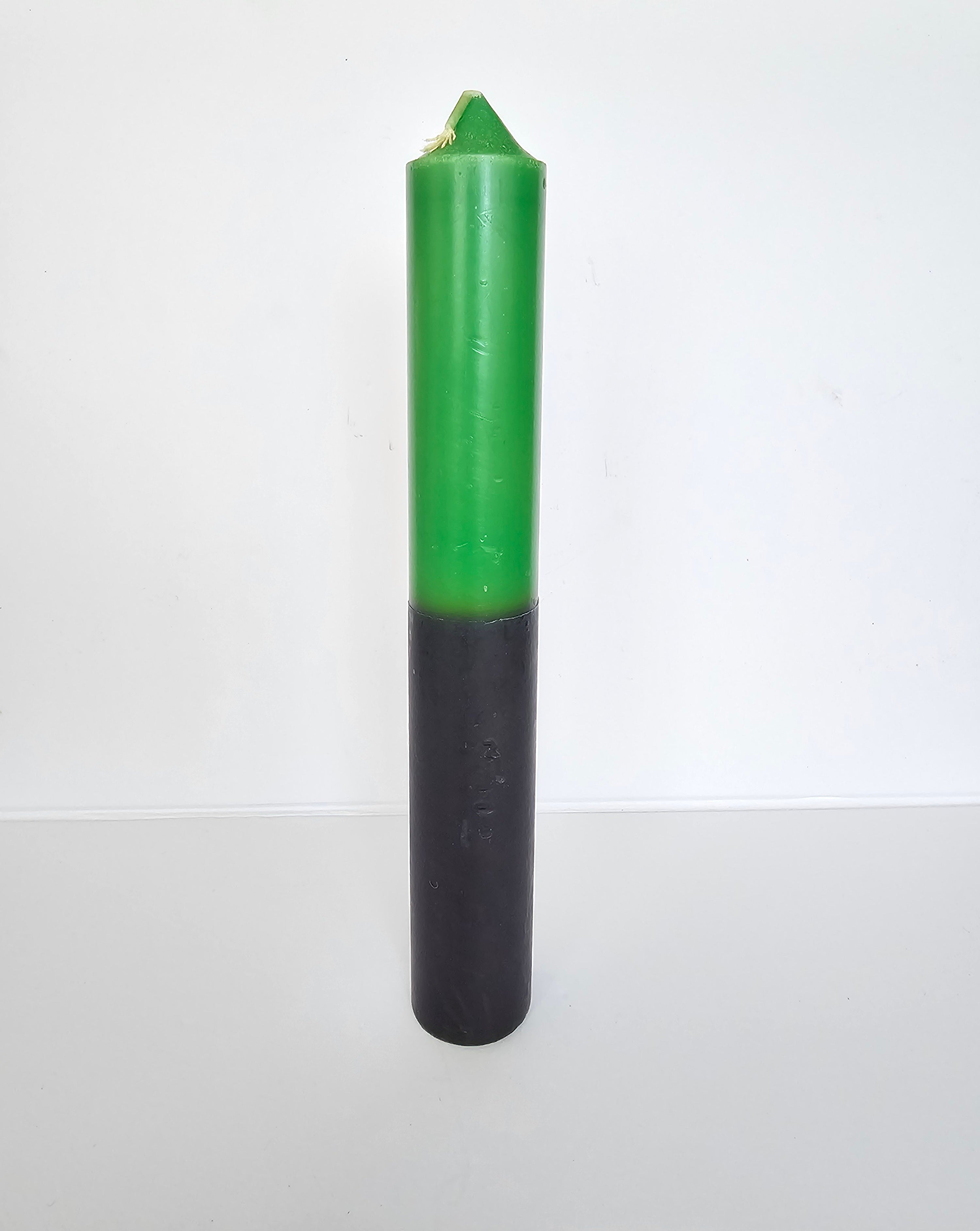 9" Jumbo Chime Green & Black Candles