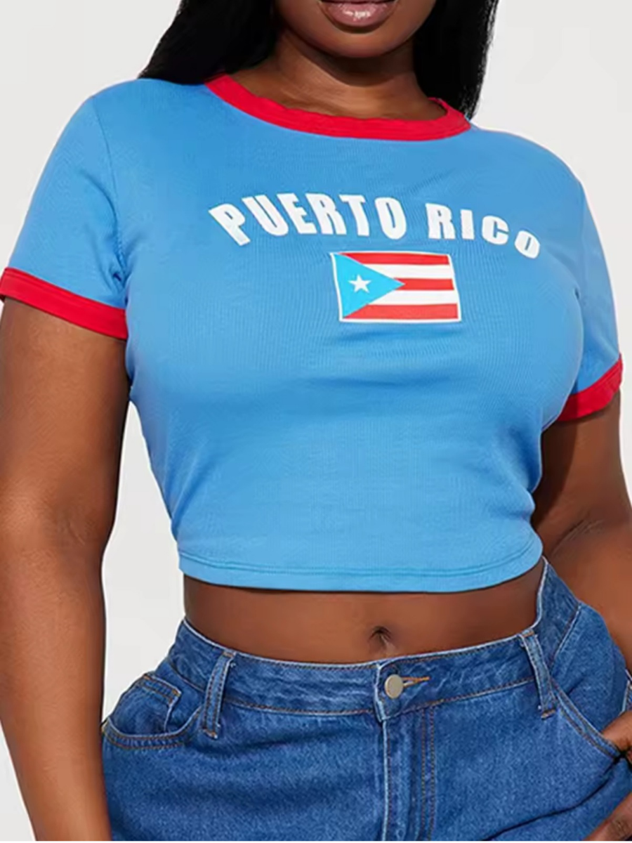 Puerto Rico Flag Crop Top