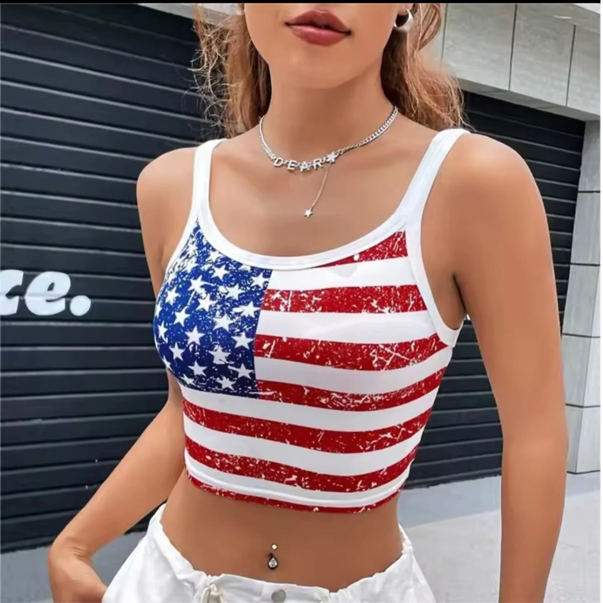 American Flag Sleeveless Crop Top