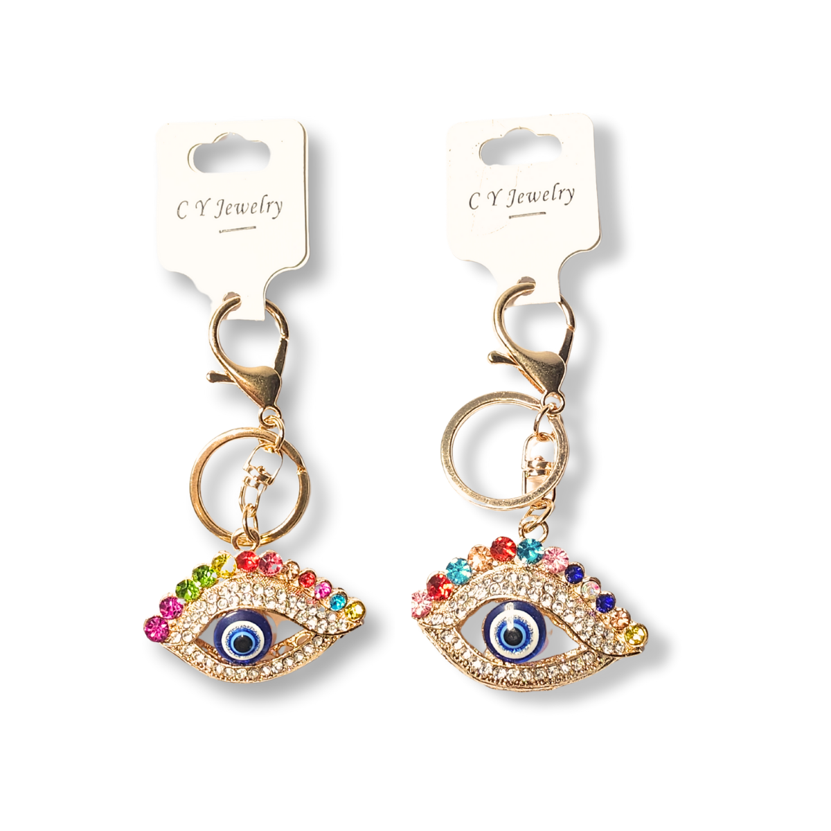 Turkish Blue Evil Eye Colorful Eyelash Rhinestone Keychain