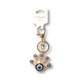 Gold Palm with 6 Turkish Blue Evil Eye Keychain