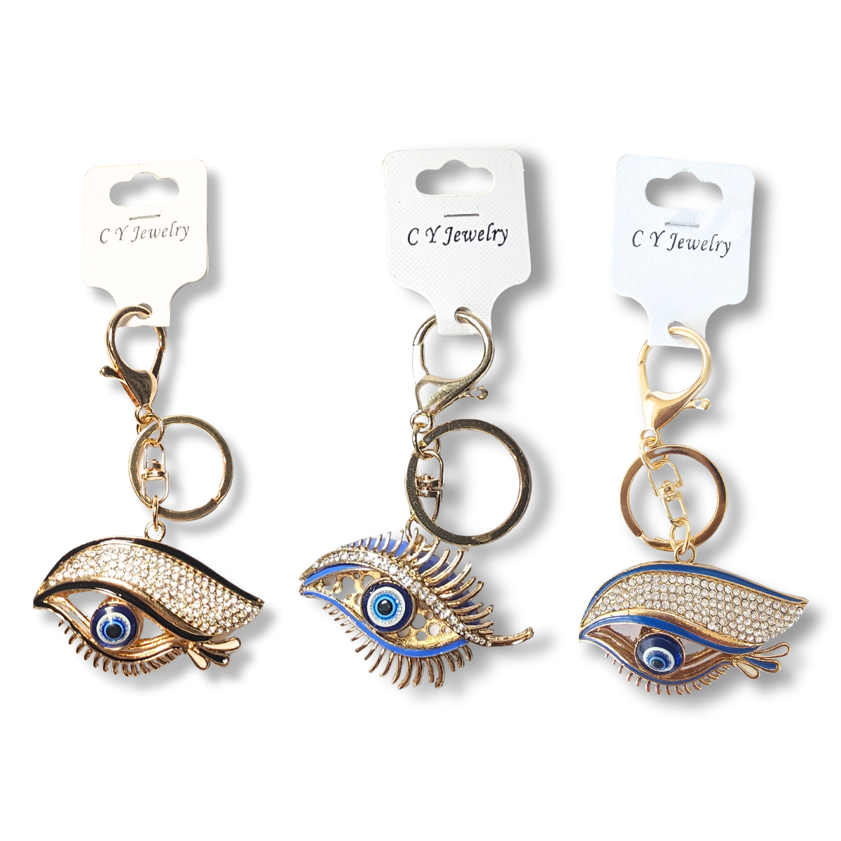 Evil Eye Rhinestone Eyelid Keychain