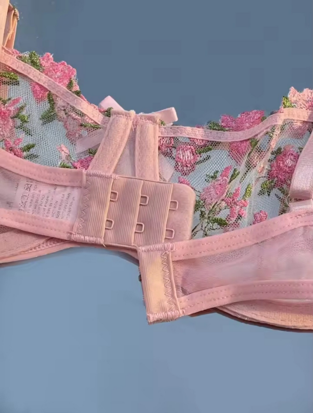 Pink Blossom Embroidered Lingerie Set