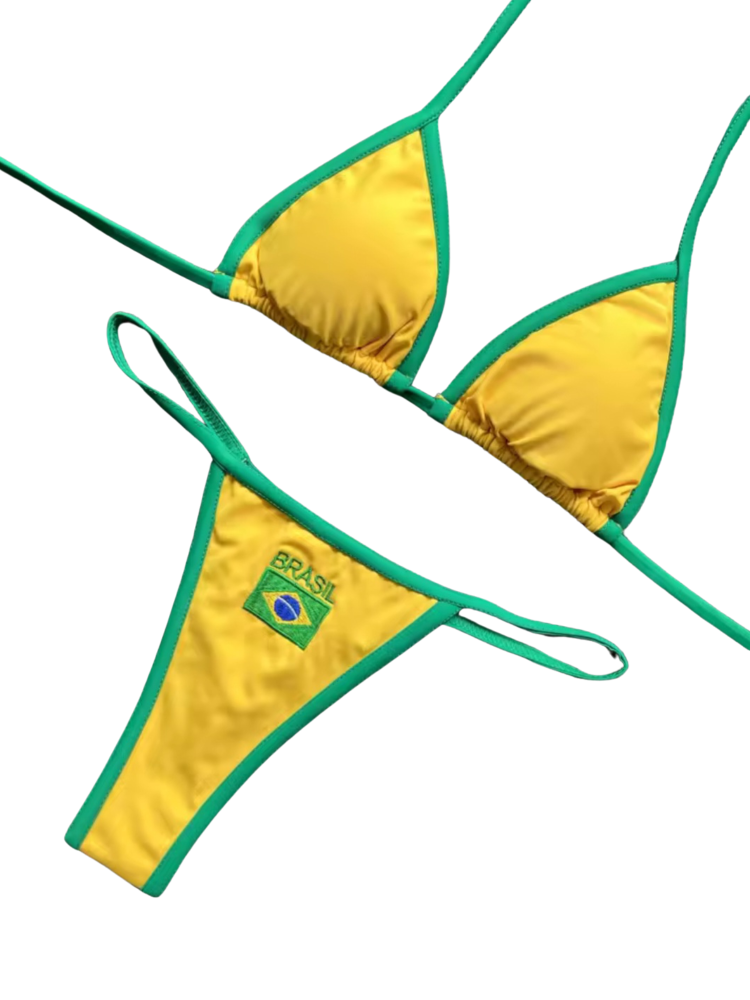 Brazilian G-String Thong Bikini Swimsuit Yellow & Green
