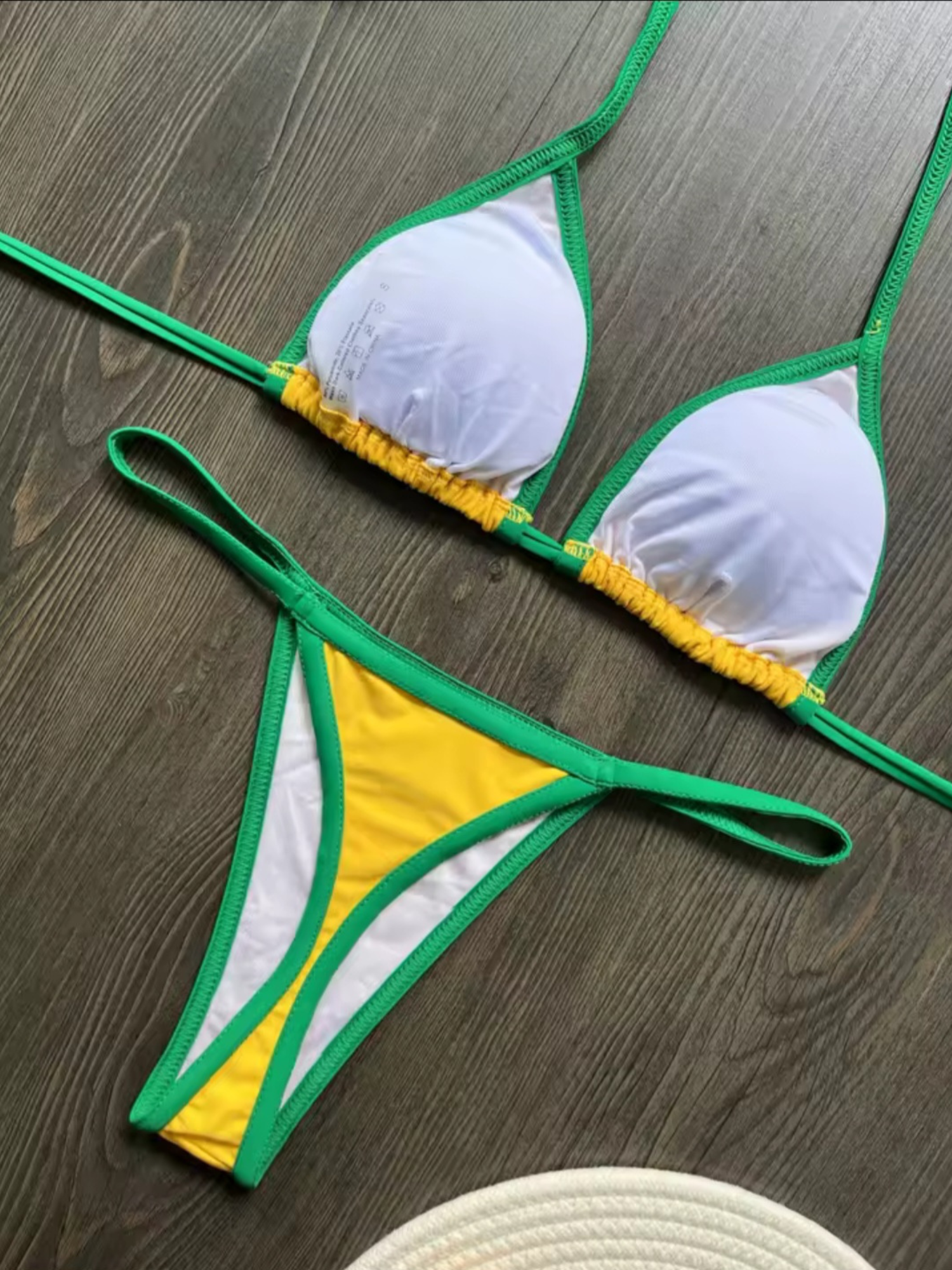 Brazilian G-String Thong Bikini Swimsuit Yellow & Green