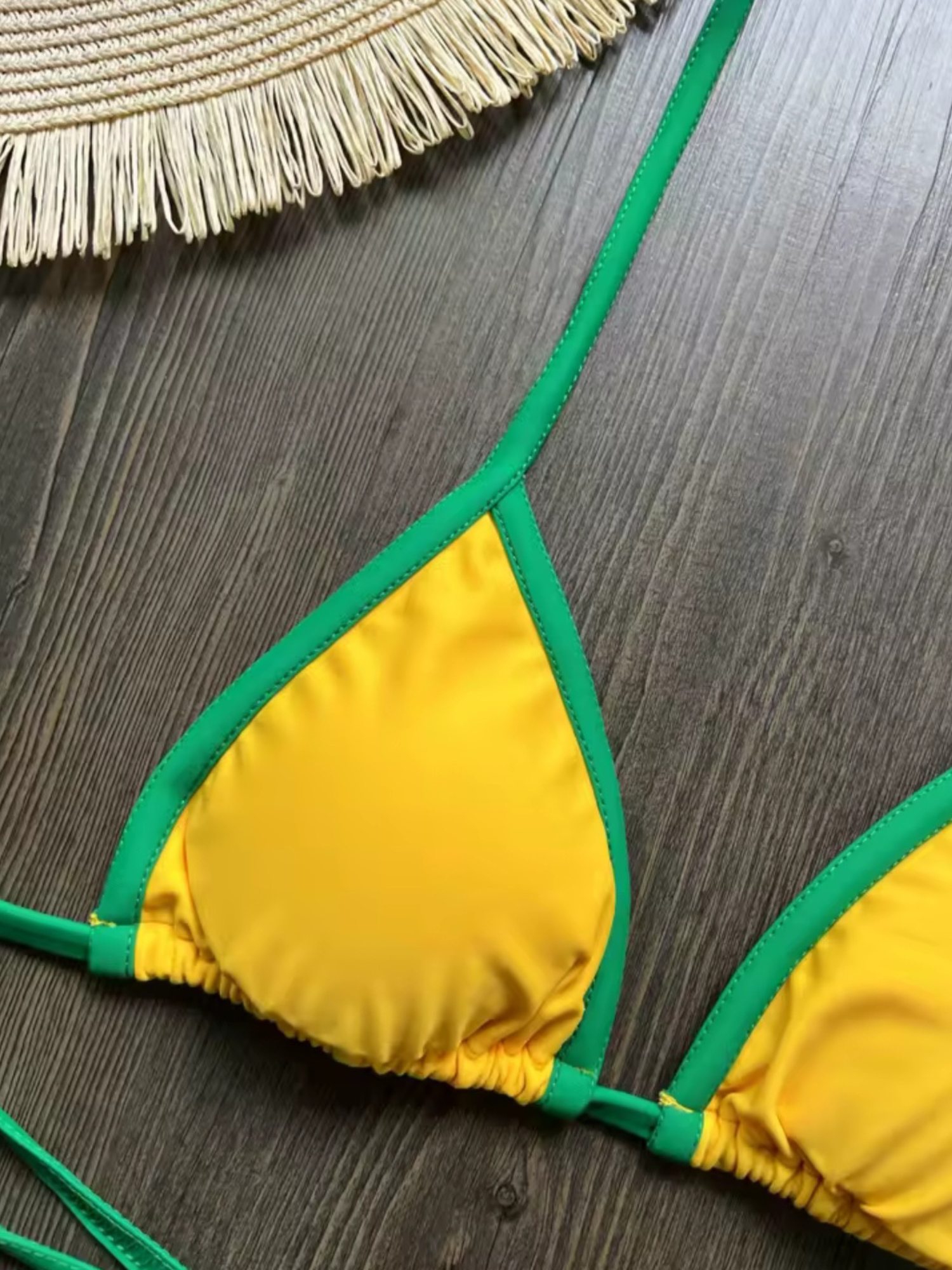 Brazilian G-String Thong Bikini Swimsuit Yellow & Green