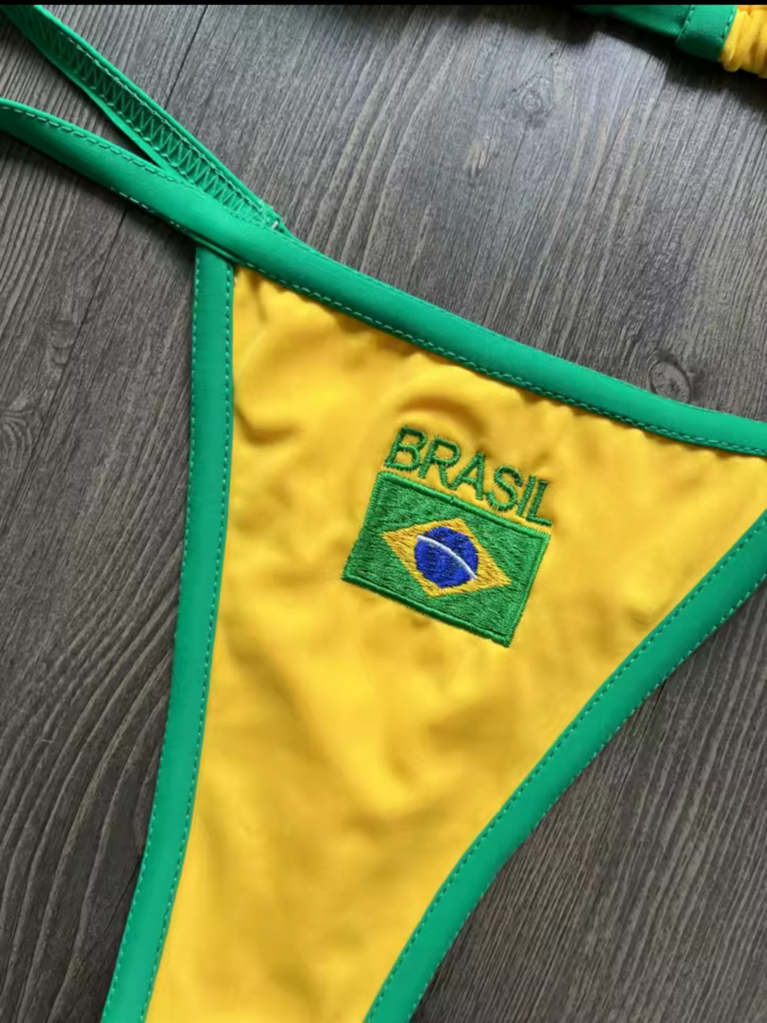 Brazilian G-String Thong Bikini Swimsuit Yellow & Green