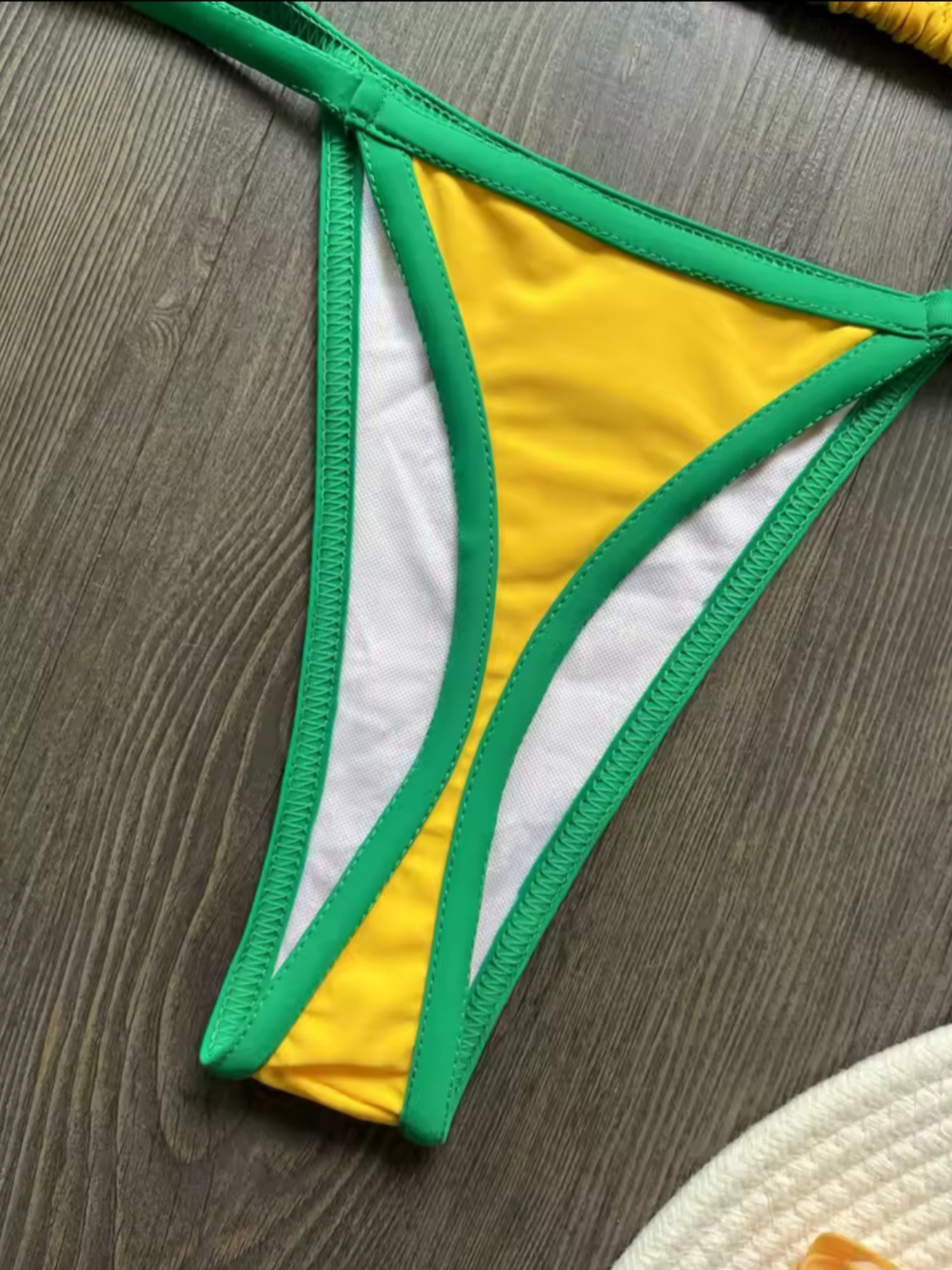 Brazilian G-String Thong Bikini Swimsuit Yellow & Green