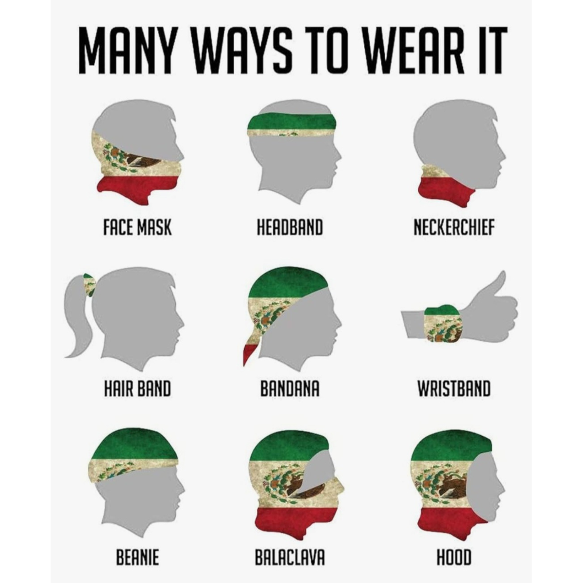 Mexico Flag Neck Gaiter Bandana