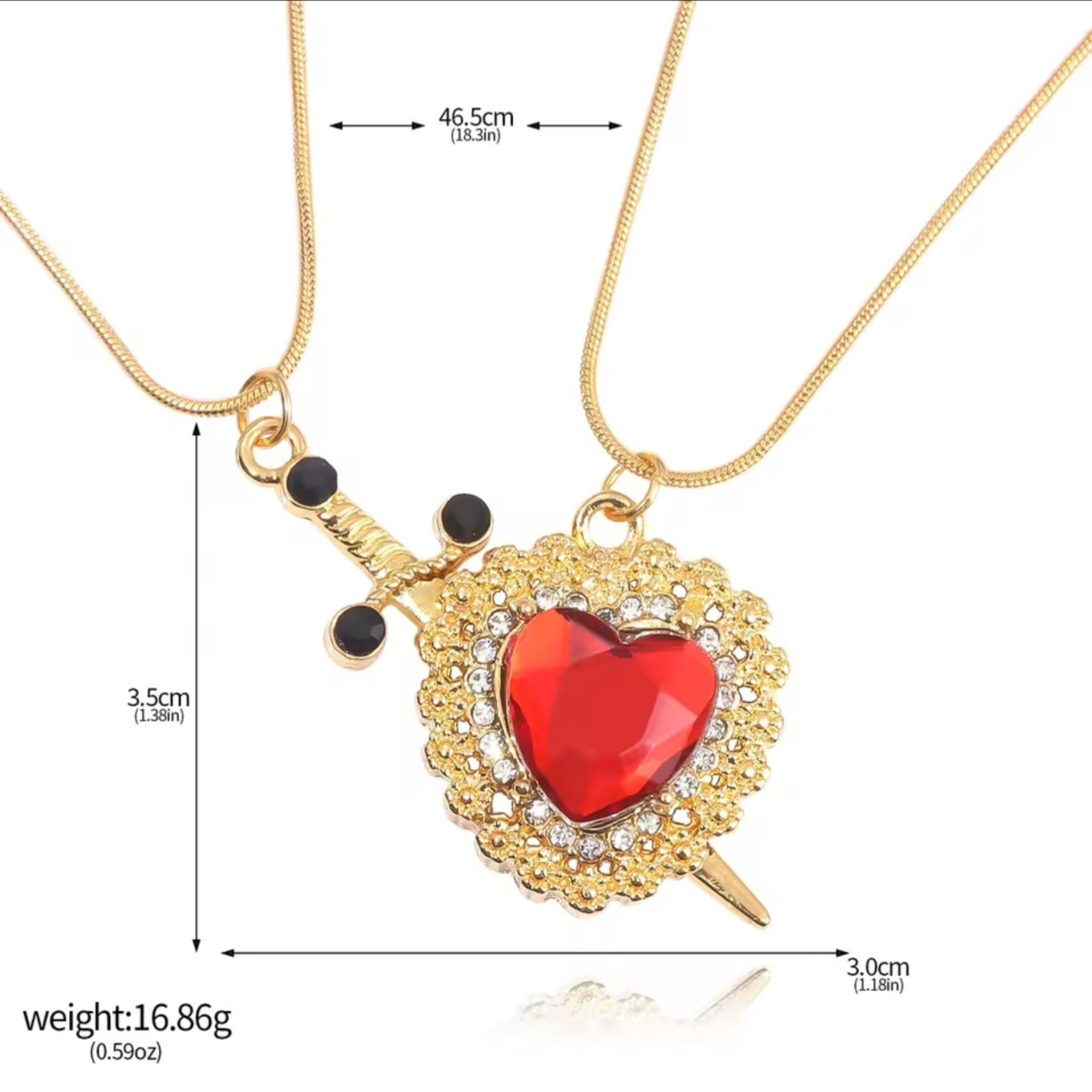 Dagger through Heart Necklace Freda