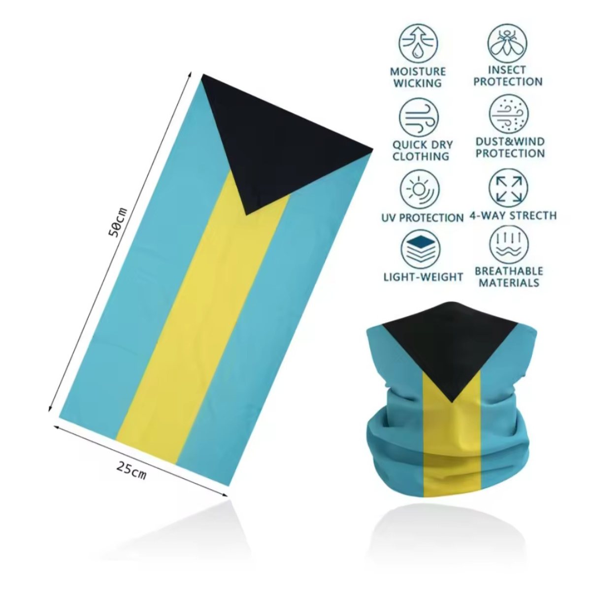 Bahamas Flag Neck Gaiter Bandana