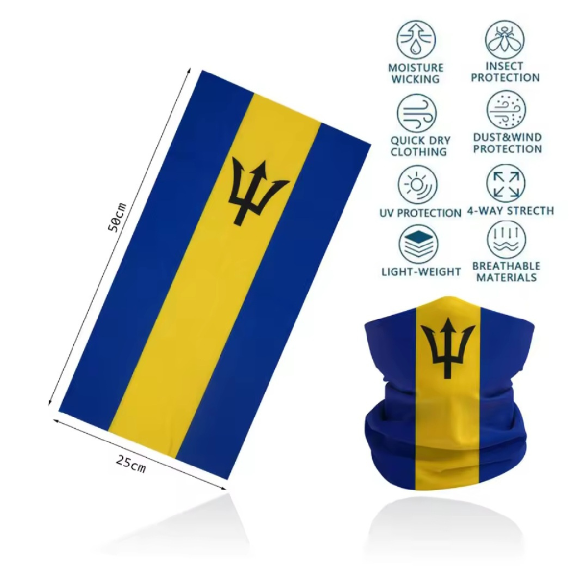 Barbados Flag Neck Gaiter Bandana