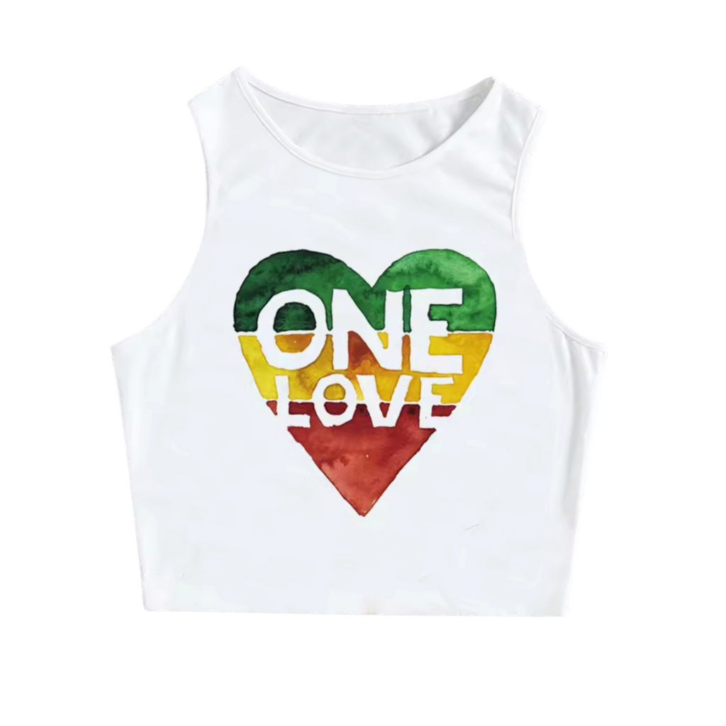 Reggae One Love Letters in Heart Crop Top