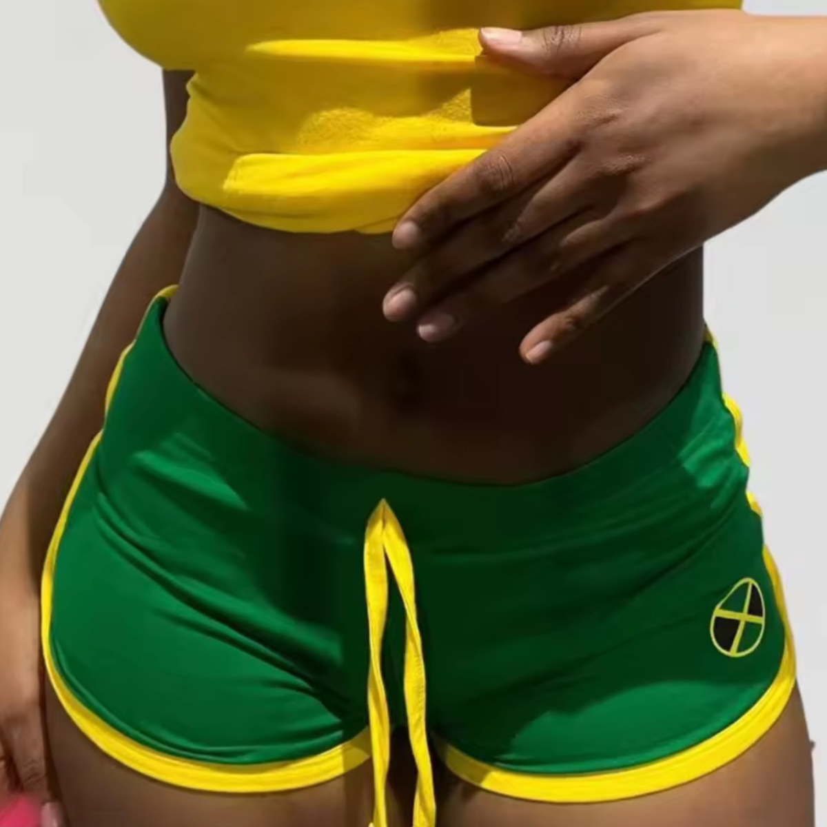 Women's Green Jamaica Letter Printed Shorts