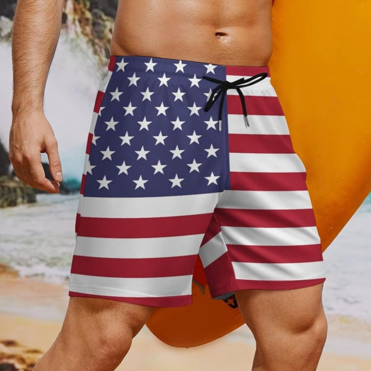 American Flag 3D Printed Drawstring Shorts