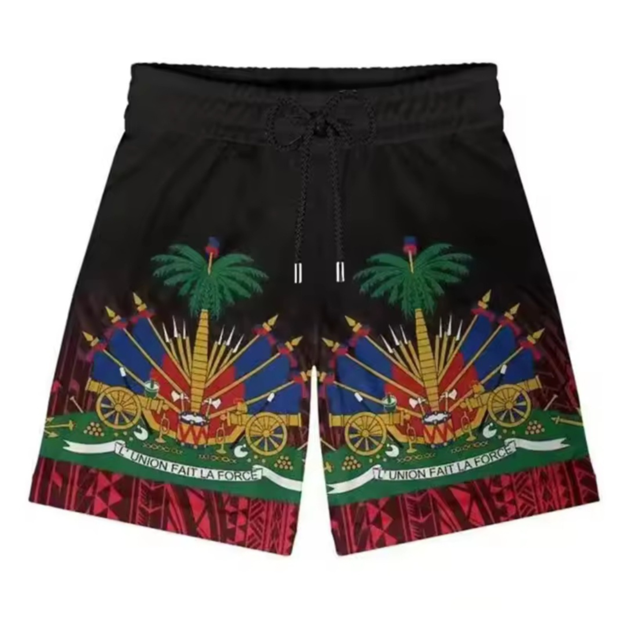 Men's 3D Black Haitian Flag Board Shorts – Quick-Dry Trunks
