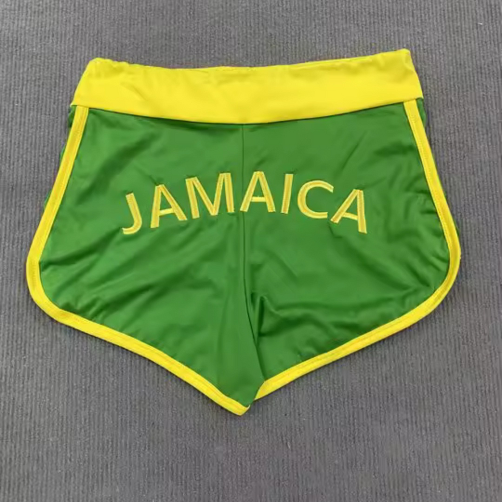 Women's Green Jamaica Letter Shorts
