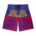 Red & Blue Haitian Flag 3D Print Board Shorts – Quick-Dry Swim & Streetwear Trunks
