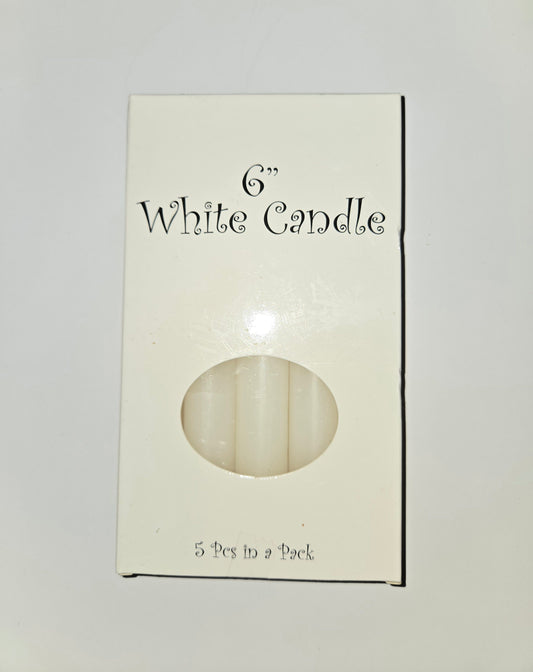 6 inch White Candle 