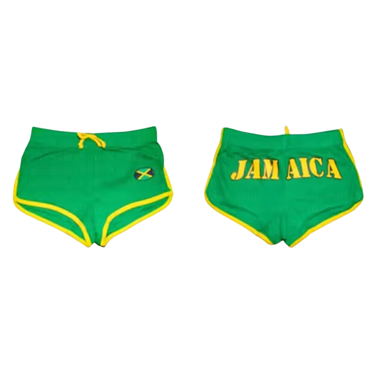 Women's Green Jamaica Letter Printed Shorts